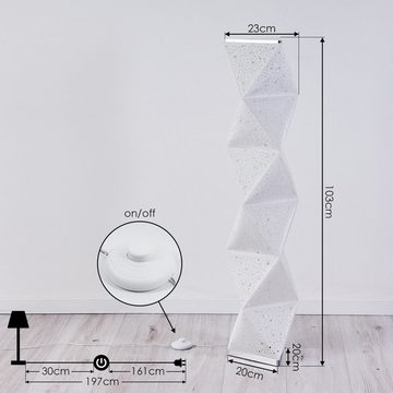 hofstein Stehlampe »Monteforte« Bodenlampe aus Metall in Weiß mit Stoffschirm, 3000 Kelvin, RGB Farbwechsler, über Fernbedienung dimmbar, Fußschalter, 900 Lumen
