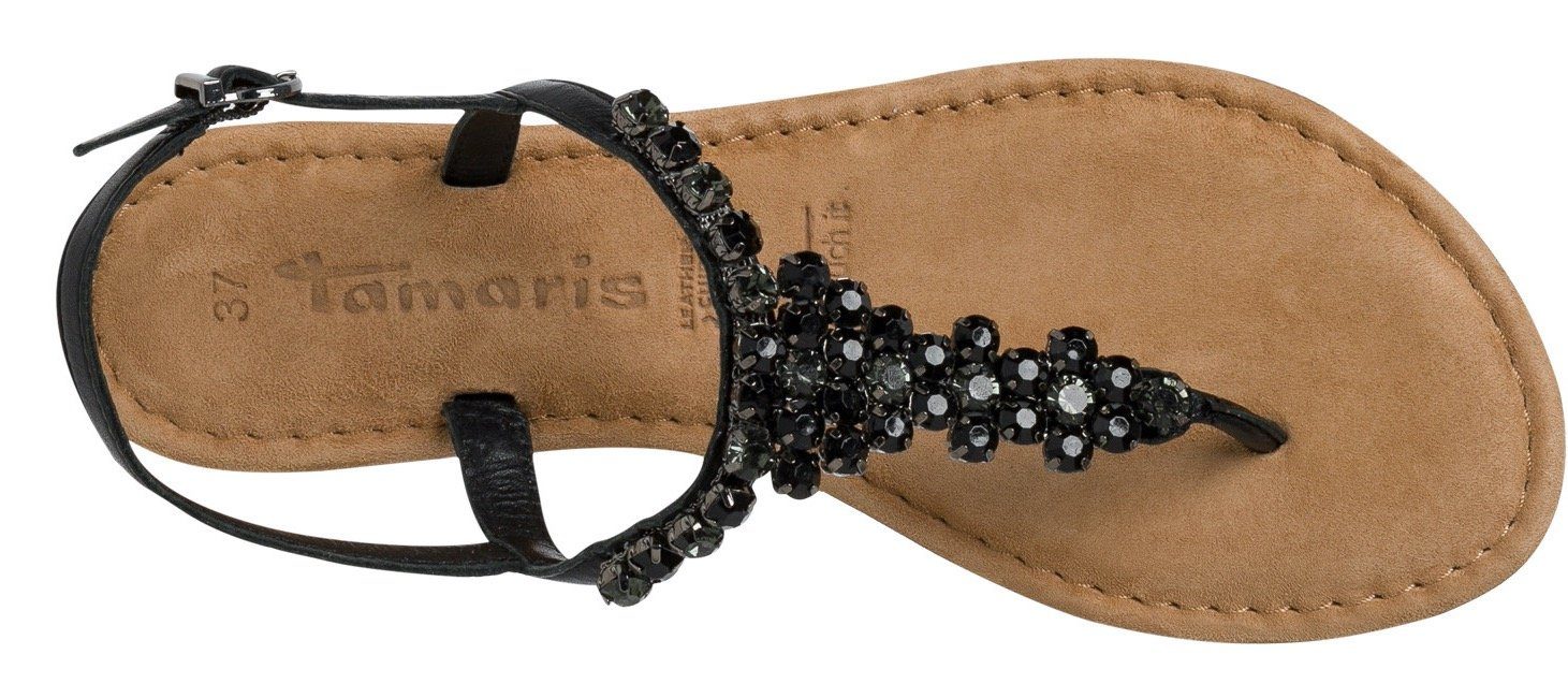Tamaris Sandale mit schwarz Steinchenverzierung aufwendiger