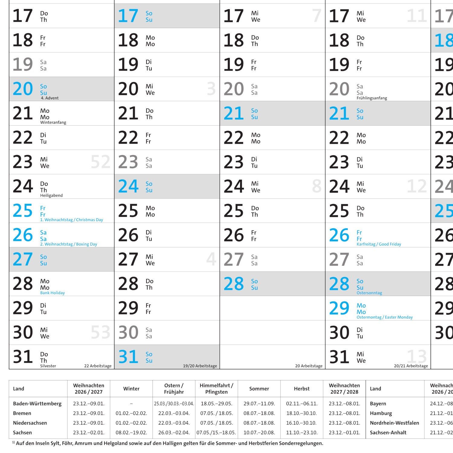 Anschütz Panoramakalender Panorama Wandplaner - Jahresplaner 2027 - 90 x 65 cm groß – Bild 3 von 3