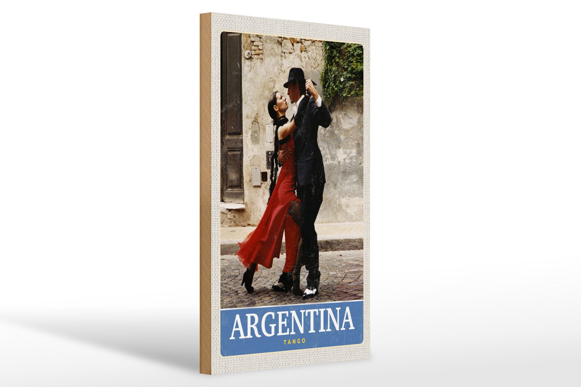 Holzbild Reise 20x30cm Argentinien Tango Straße Urlaub