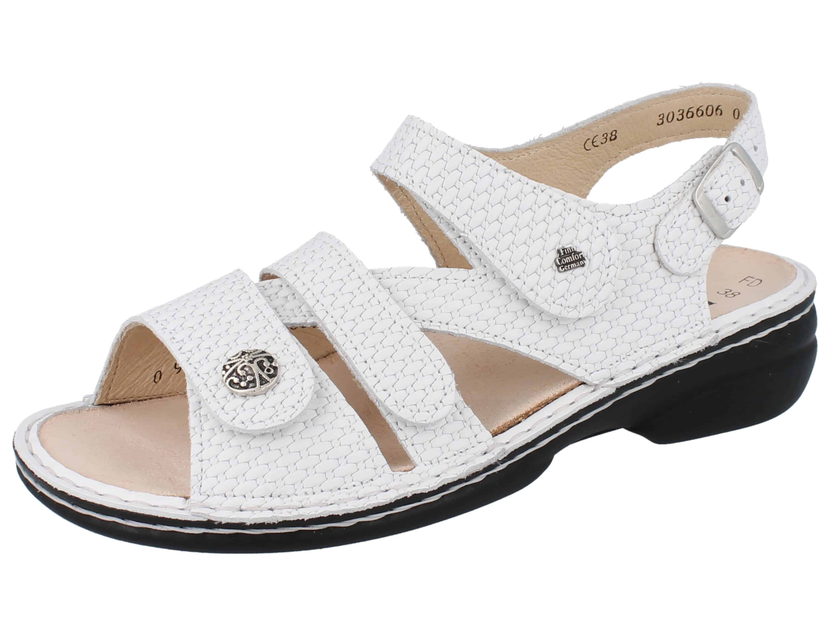 Finn Comfort Gomera weiß Sandale Wechselfußbett | Riemchensandalen