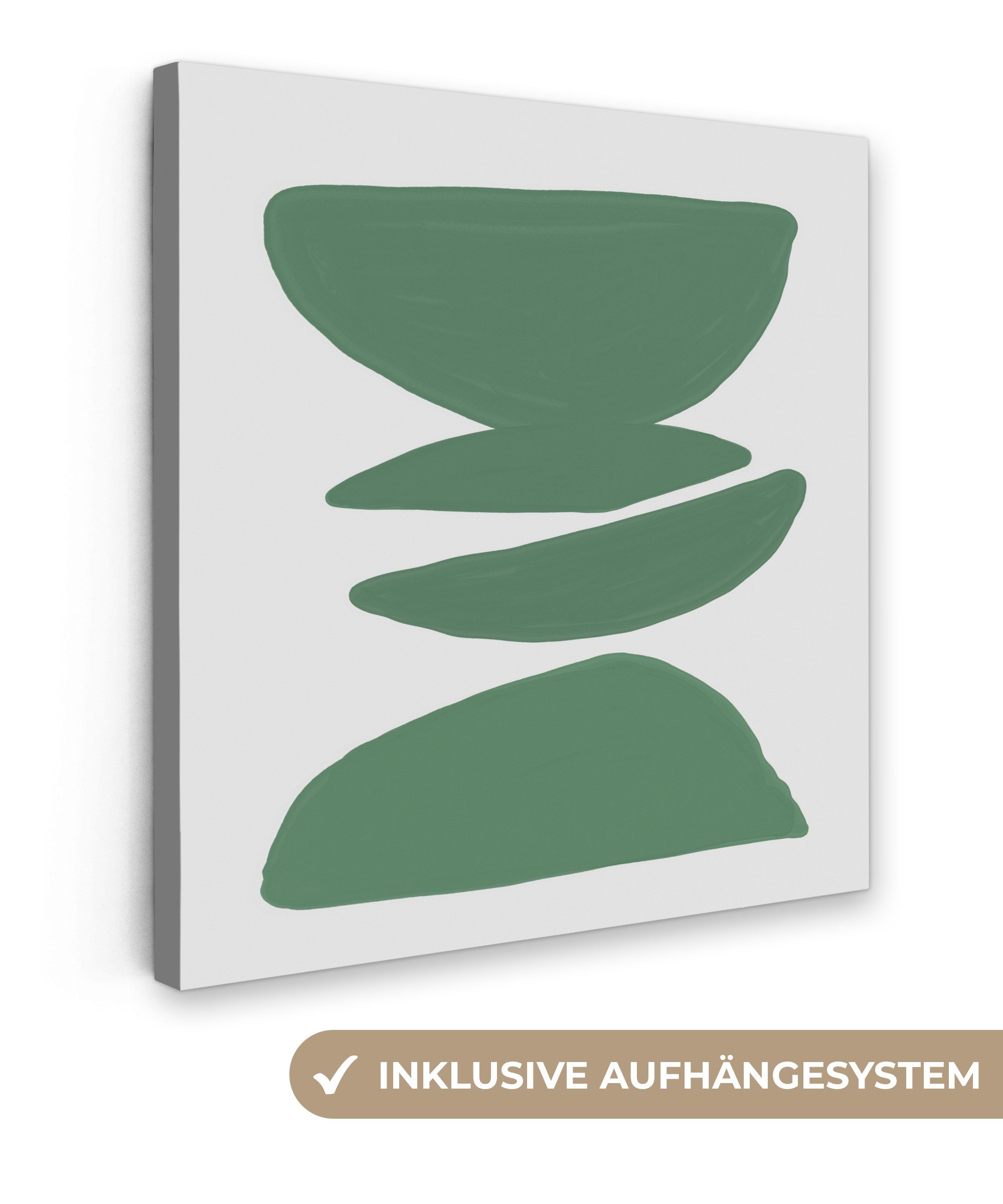 OneMillionCanvasses® Leinwandbild Abstrakt - Grün - Formen - Modern, (1 St), Leinwand Bilder für Wohnzimmer Schlafzimmer, 20x20 cm