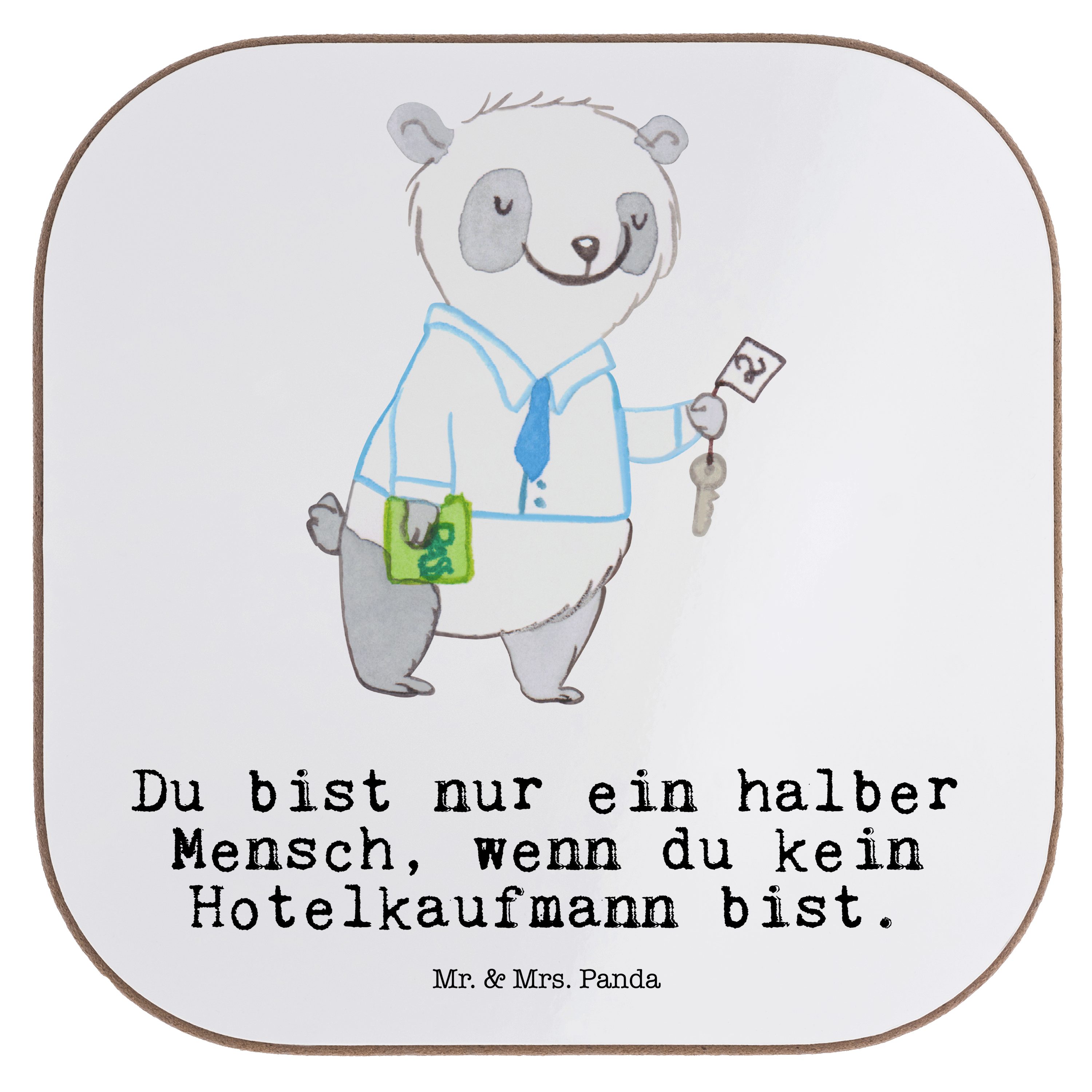 Mr. & Mrs. Panda Getränkeuntersetzer Hotelkaufmann mit Herz - Weiß - Geschenk, Hotelfachangestellter, Absc, 1-tlg.