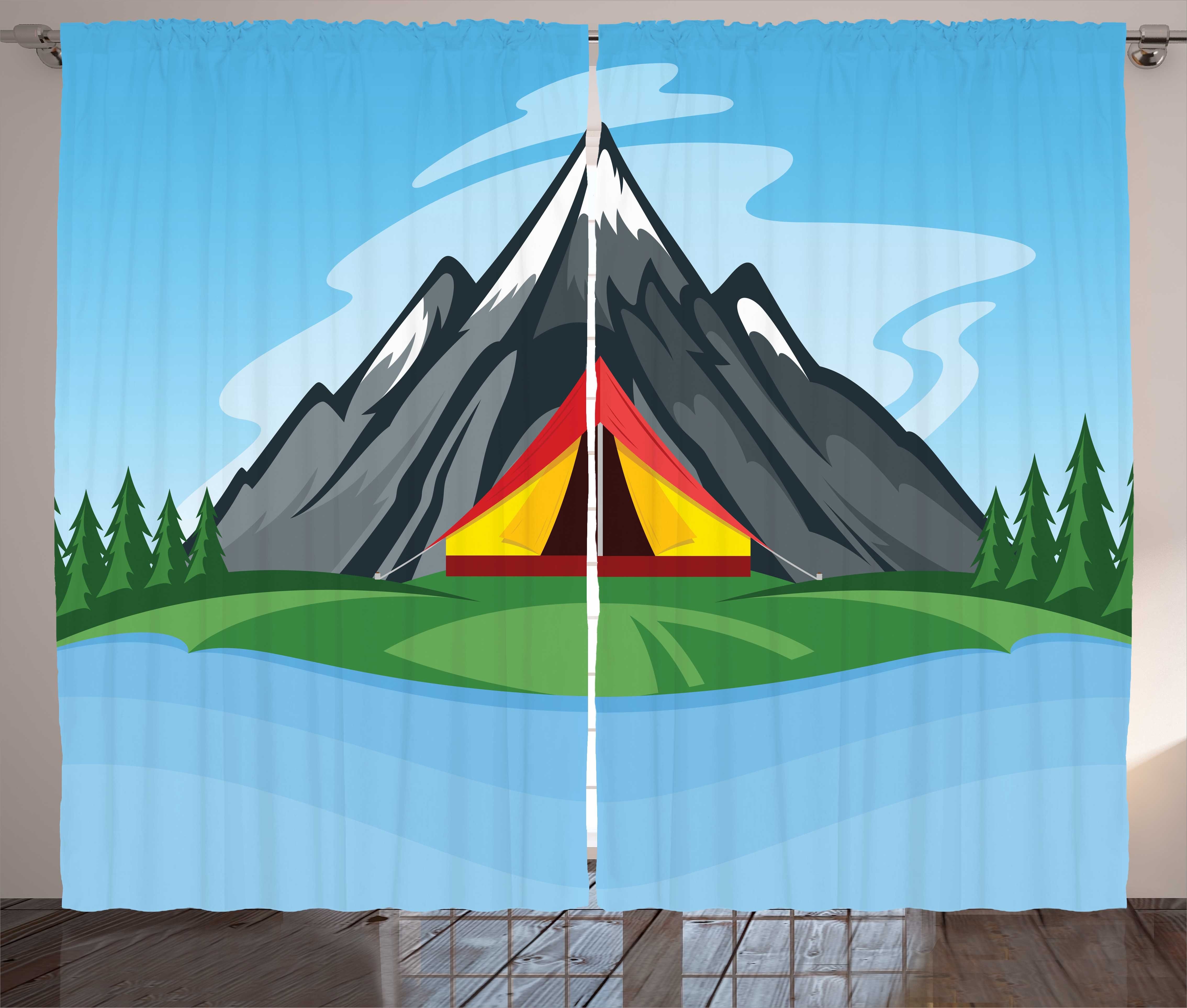 Schlafzimmer und Vorhang Berg Abakuhaus, Kräuselband mit Haken, Colorado Gardine Camping-Karikatur Schlaufen