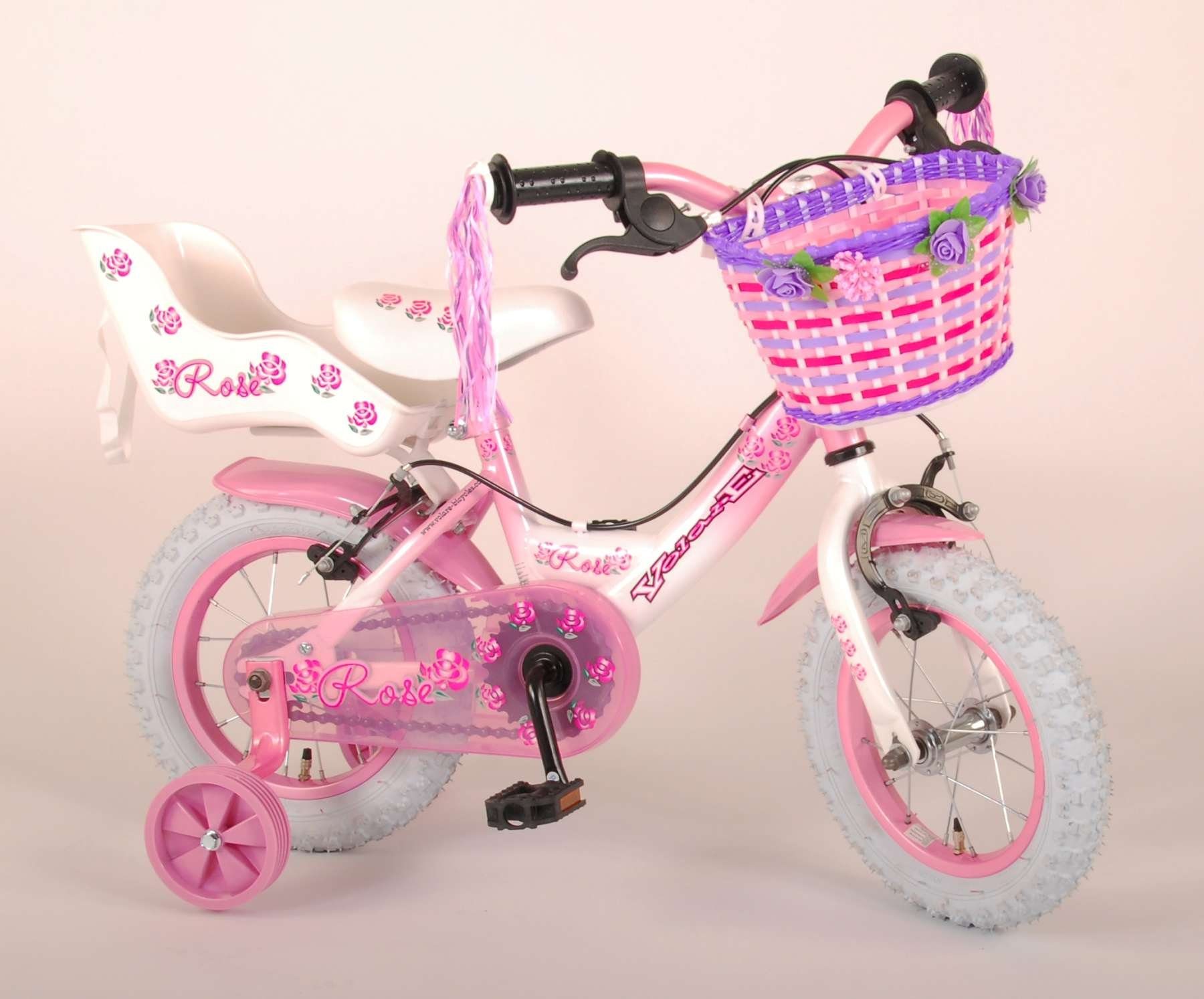 Mädchen TPFSports Gang, mit Volare Fahrrad Rose Fahrrad Laufrad Stützräder Zoll (Mädchen Sicherheitsgriffe), Kinder 1 2x Rutschfeste - Handbremse, 12 Kinderfahrrad Kinderrad 12 Zoll mit