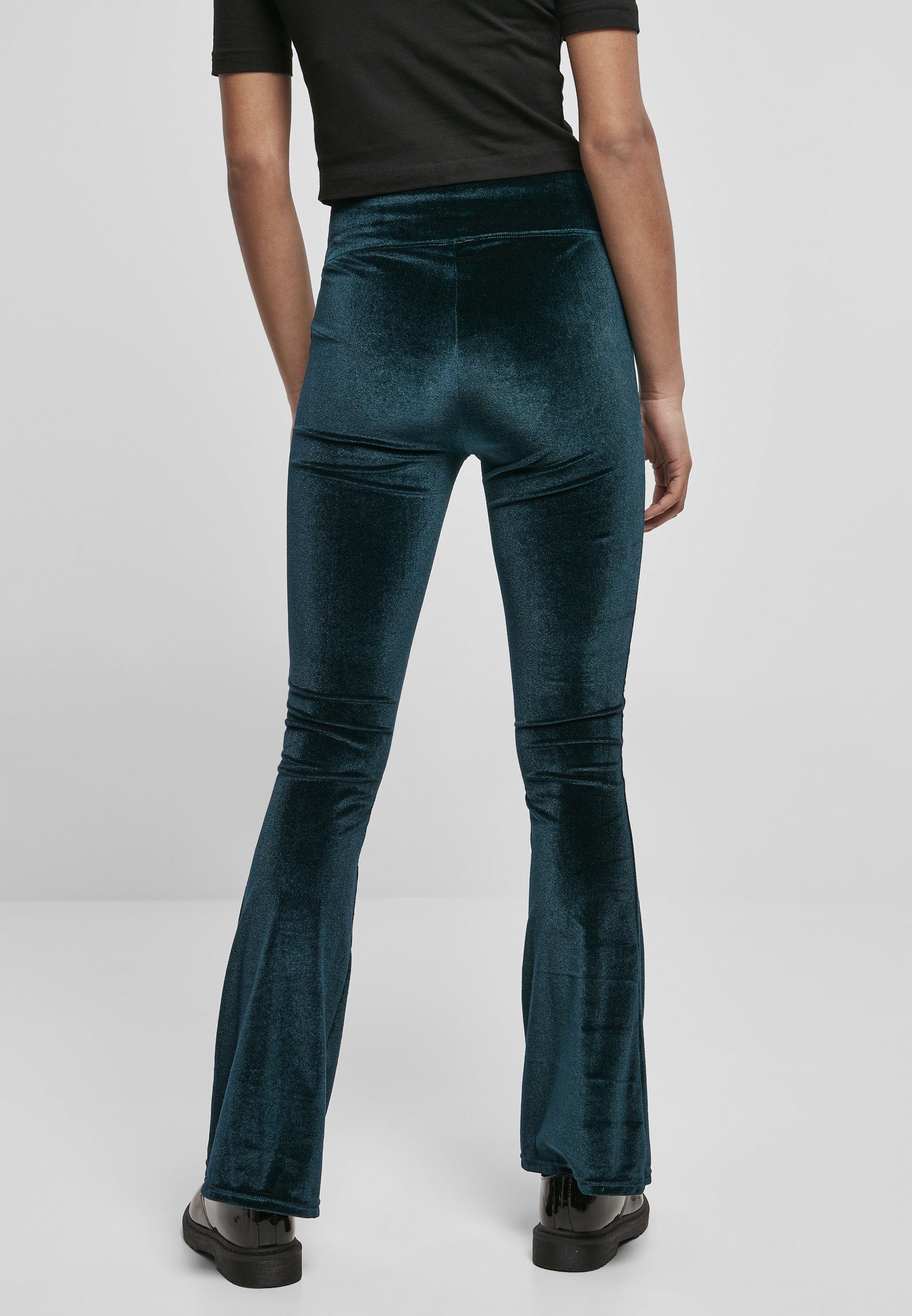 High Leggings Velvet Leggings CLASSICS teal URBAN Cut Damen Waist (1-tlg) Boot Ladies