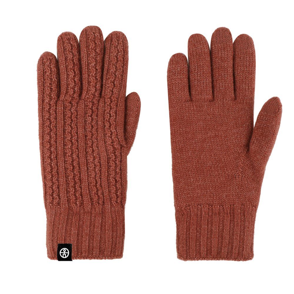 Union Reisen Strickhandschuhe Doppelschichtige, verdickte, einfarbig gestrickte Outdoor-Handschuhe Rot2