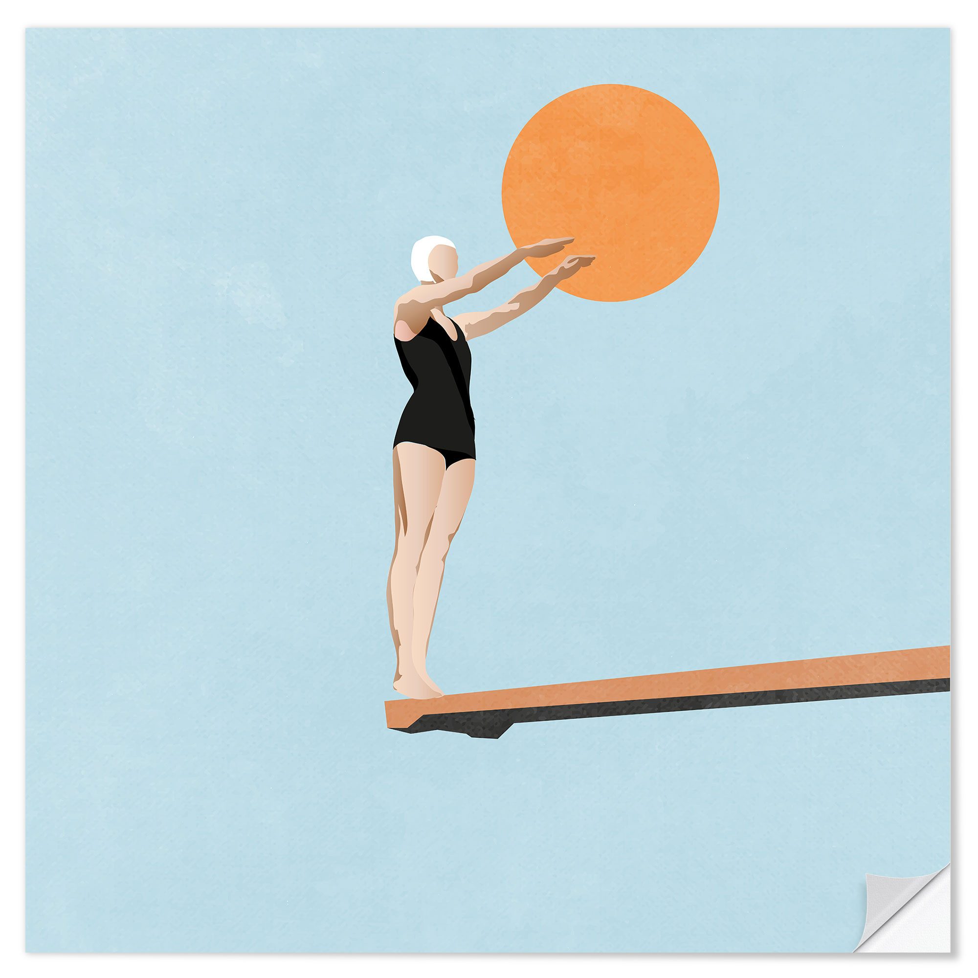 Posterlounge Wandfolie Layla Oz, Bereit zum Rückwärtsspringen, Badezimmer Maritim Illustration