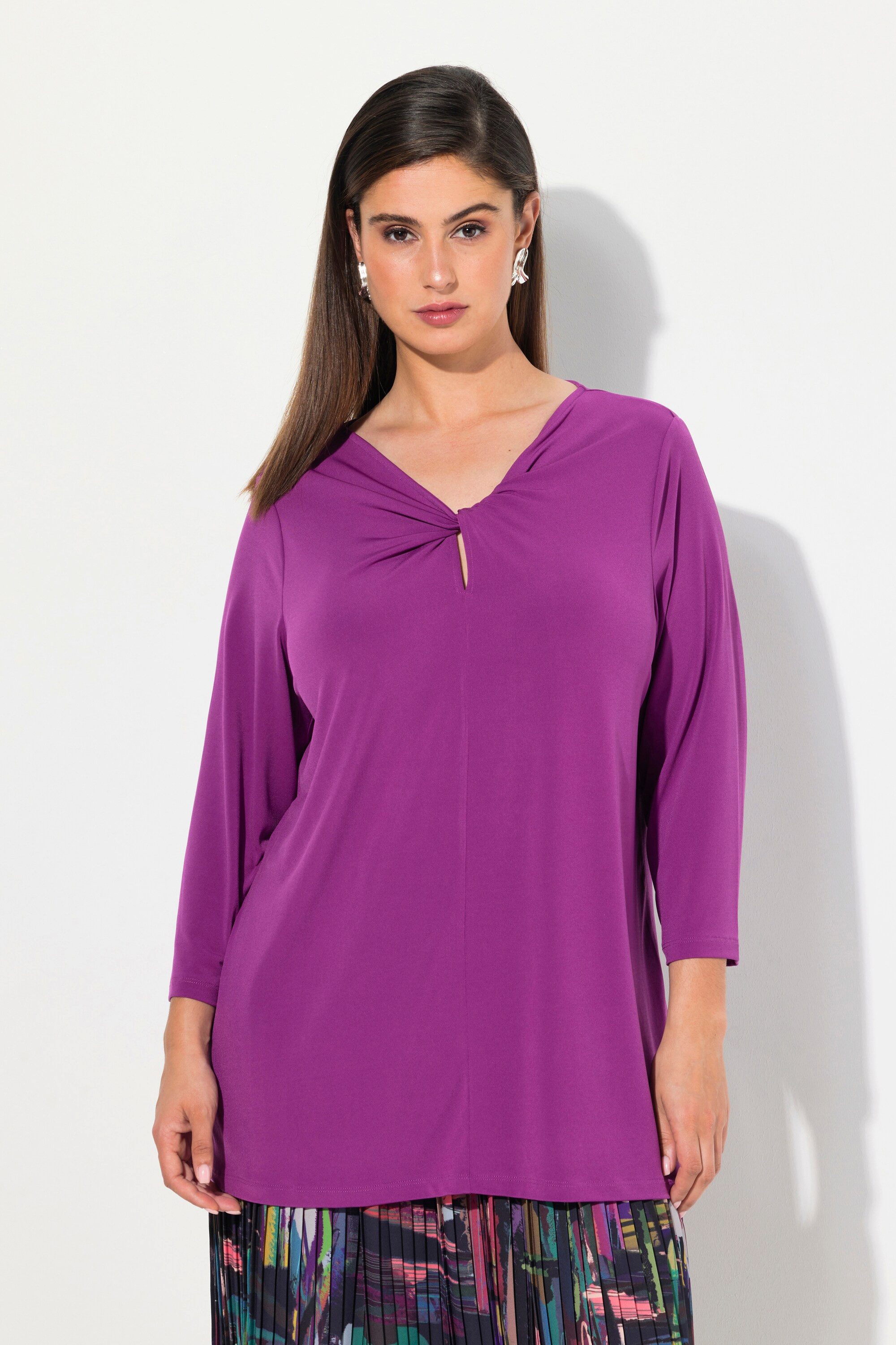 T-Shirt Shirt drapierter Ausschnitt Classic 3/4-Arm