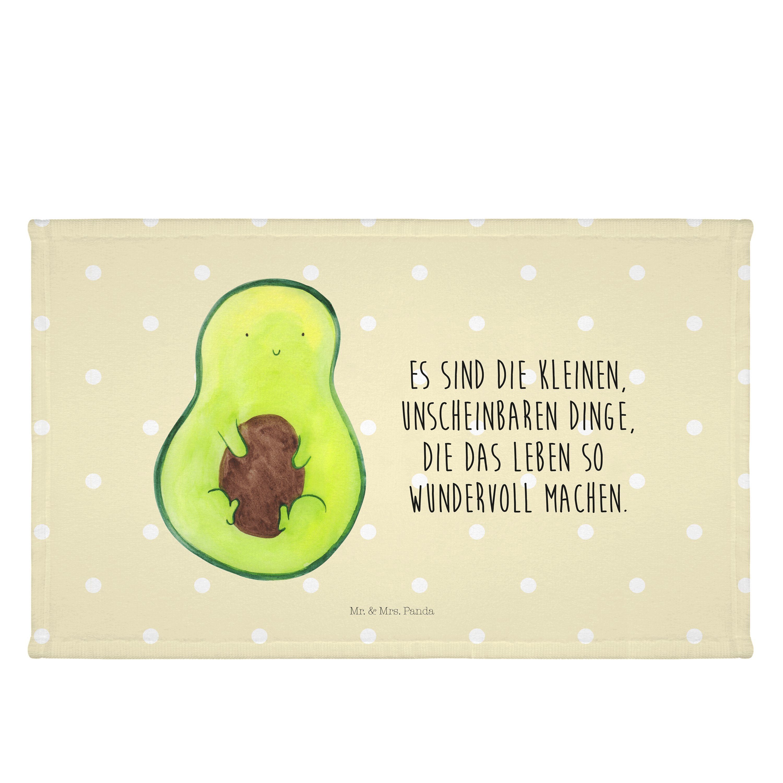 Mr. & Mrs. Panda Handtuch Avocado mit Kern - Gelb Pastell - Geschenk, Veggie, Sport Handtuch, A, (1-St) | Alle Handtücher