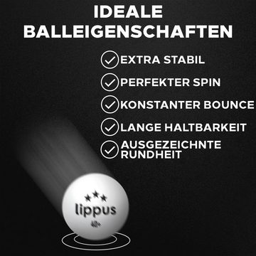 lippus Tischtennisball 3 Stern [35 Stück] SET – 18 Weiße & 17 Orange Tischtennis Bälle, Tischennisball 3 Sterne, Aufbewahrungsbeutel