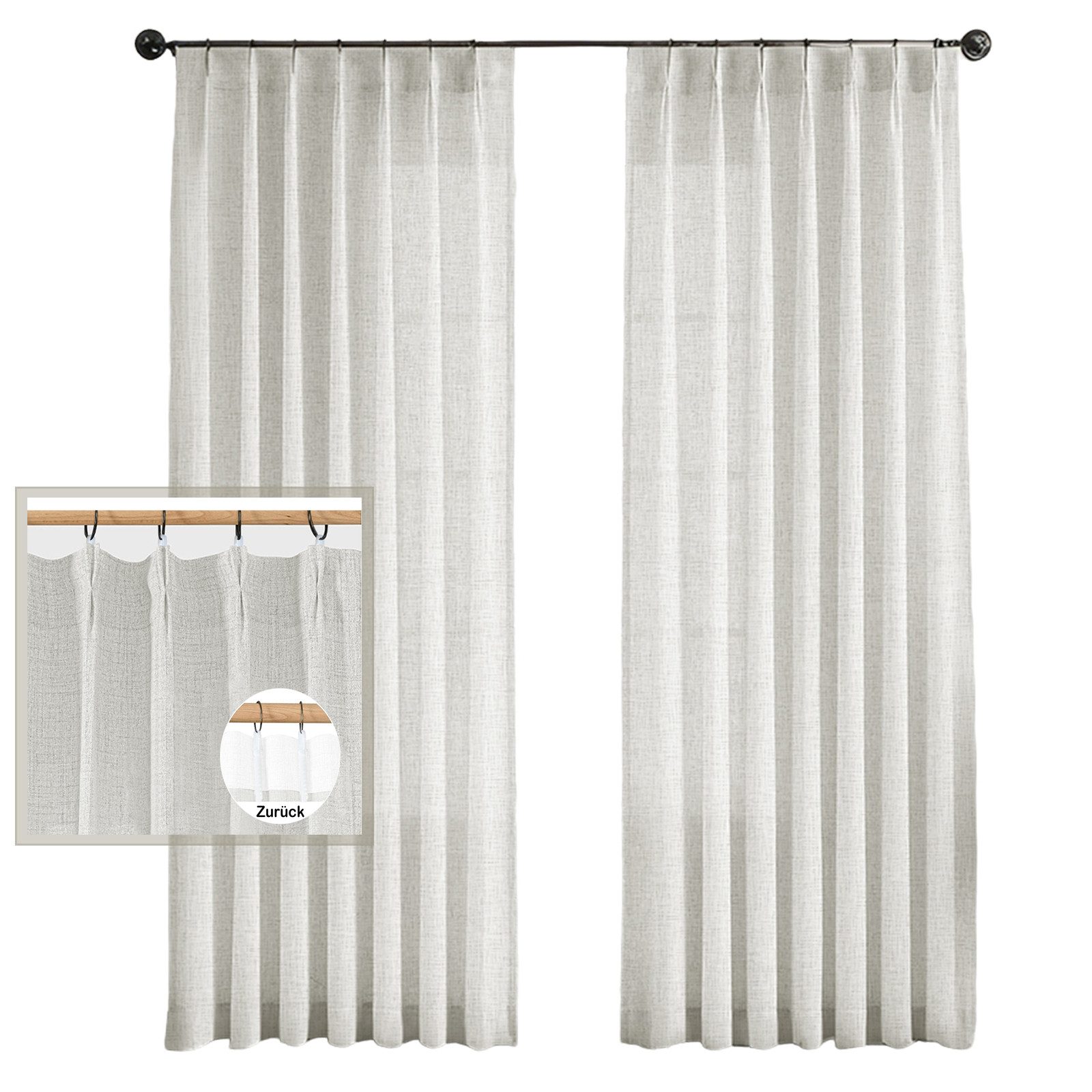 BTTO V&G Schiebegardine 2 Panels Leinen günstig online kaufen