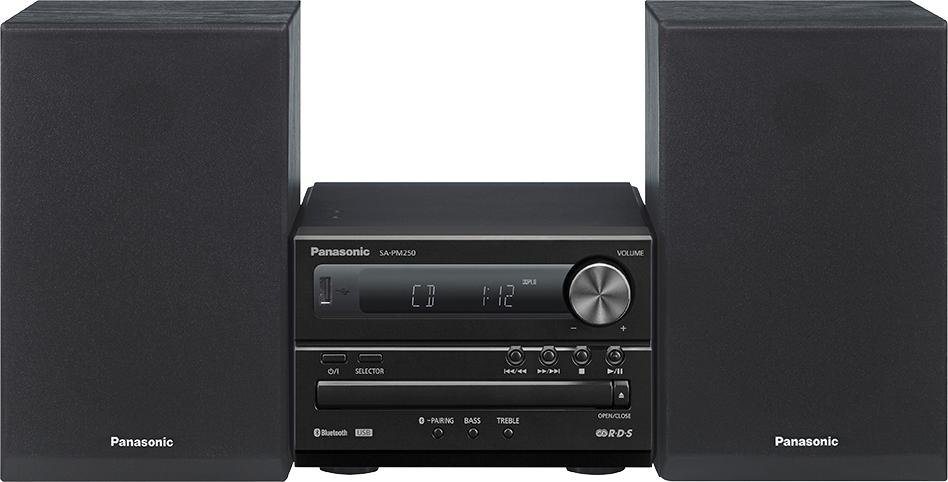 (Bluetooth, SC-PM250 Kompaktanlage Sleep-Timer), (RMS) Watt Ausgangsleistung Panasonic 20 Displaybeleuchtung, durch Klangqualität Optimale