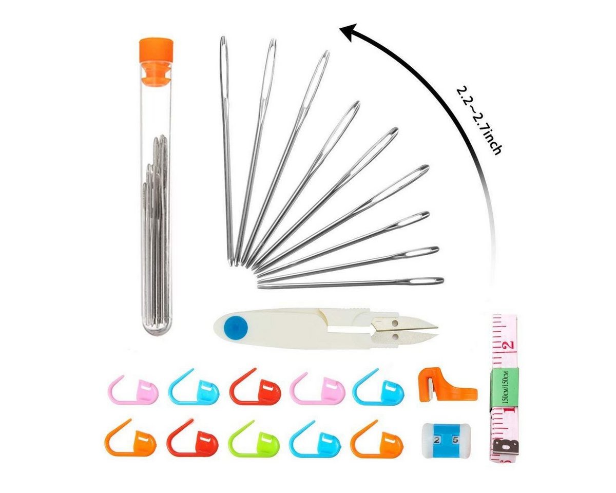 Thumbnail - Coonoor Häkelnadel Set Bunte Ergonomische Soft Gummi Comfort Grip Nadeln Kit Nähgarn, (14-St)