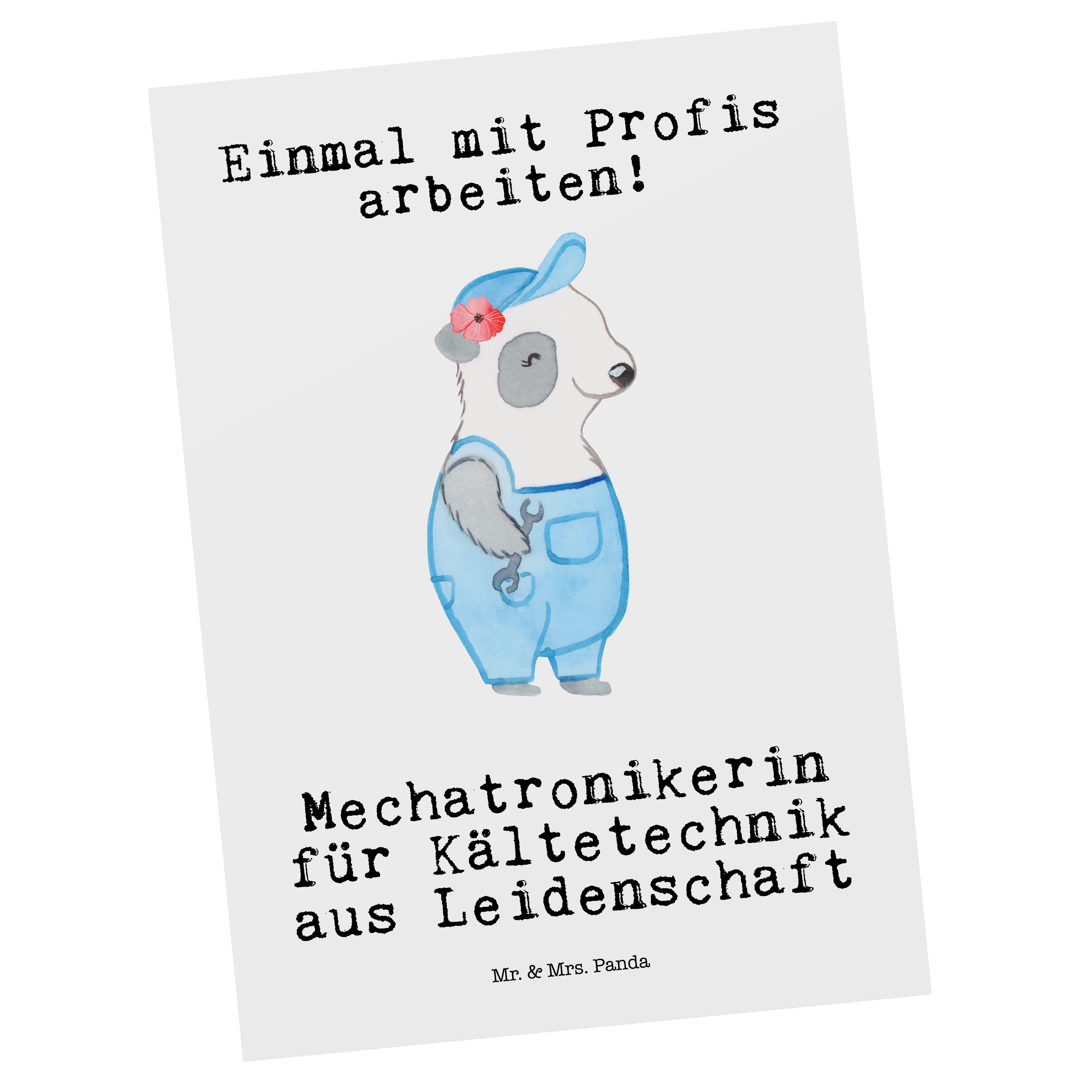 Mr. & Mrs. Panda Postkarte Mechatronikerin für Kältetechnik aus Leidenschaft - Weiß - Geschenk
