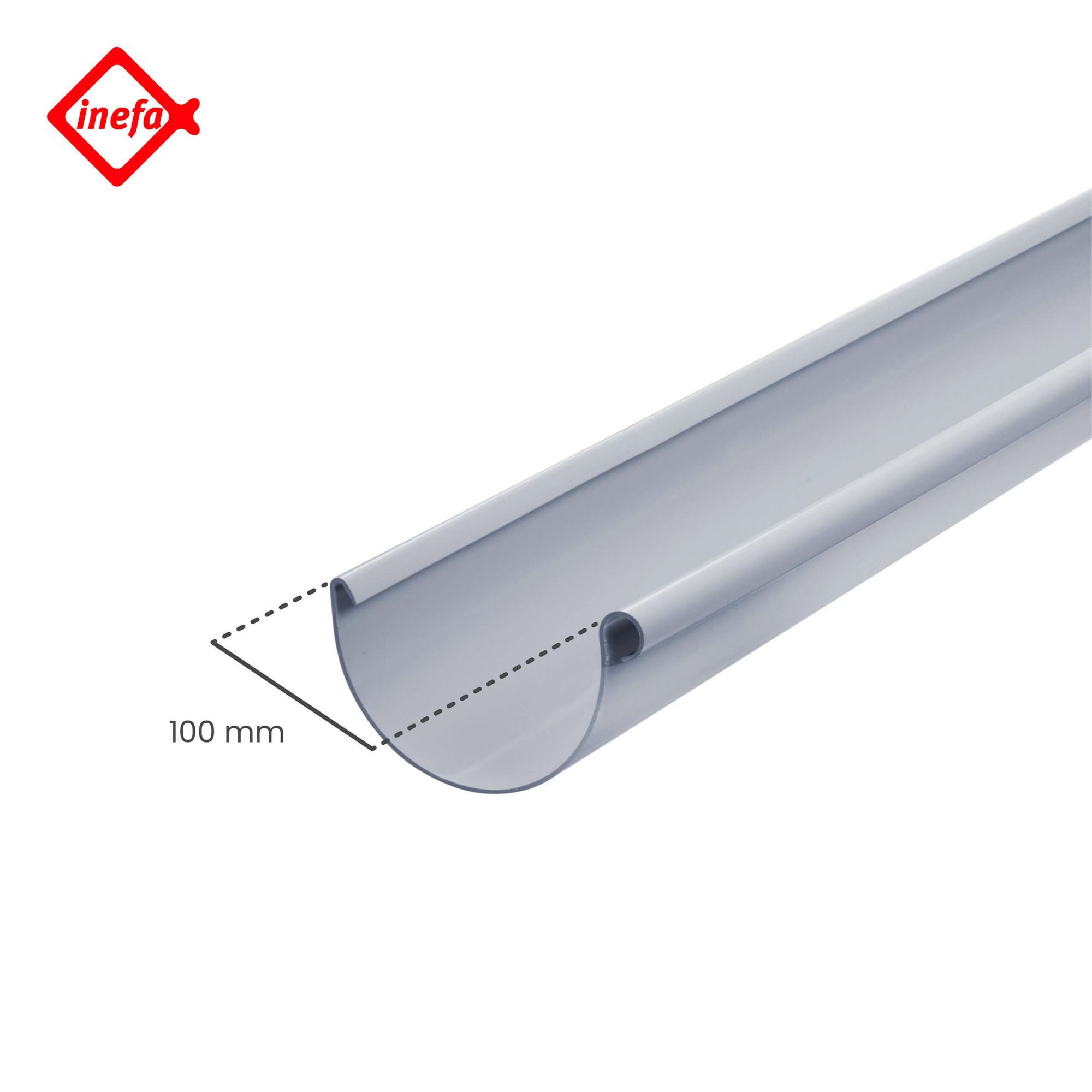 INEFA Dachrinne Dachrinne halbrund 200cm PVC, NW 100. 1 Stück, Kunststoff, Rinne für Dach, Kunststoffrinne - für Gartenhaus