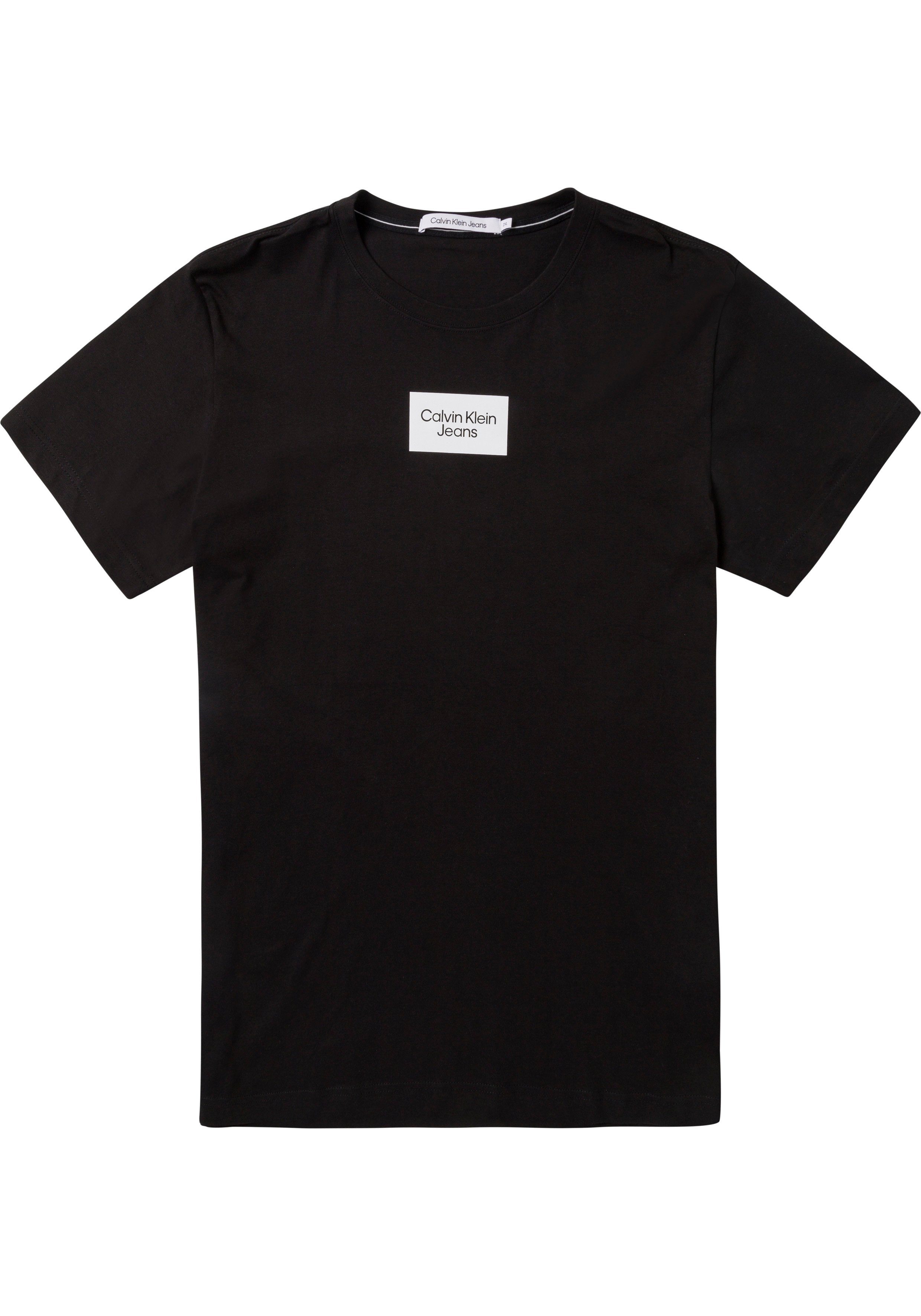 Sonderpreisverkauf! Calvin Klein Jeans vorn glänzendem Plus TEE (1-tlg) SMALL BOX T-Shirt Markendruck mit schwarz CENTER PLUS
