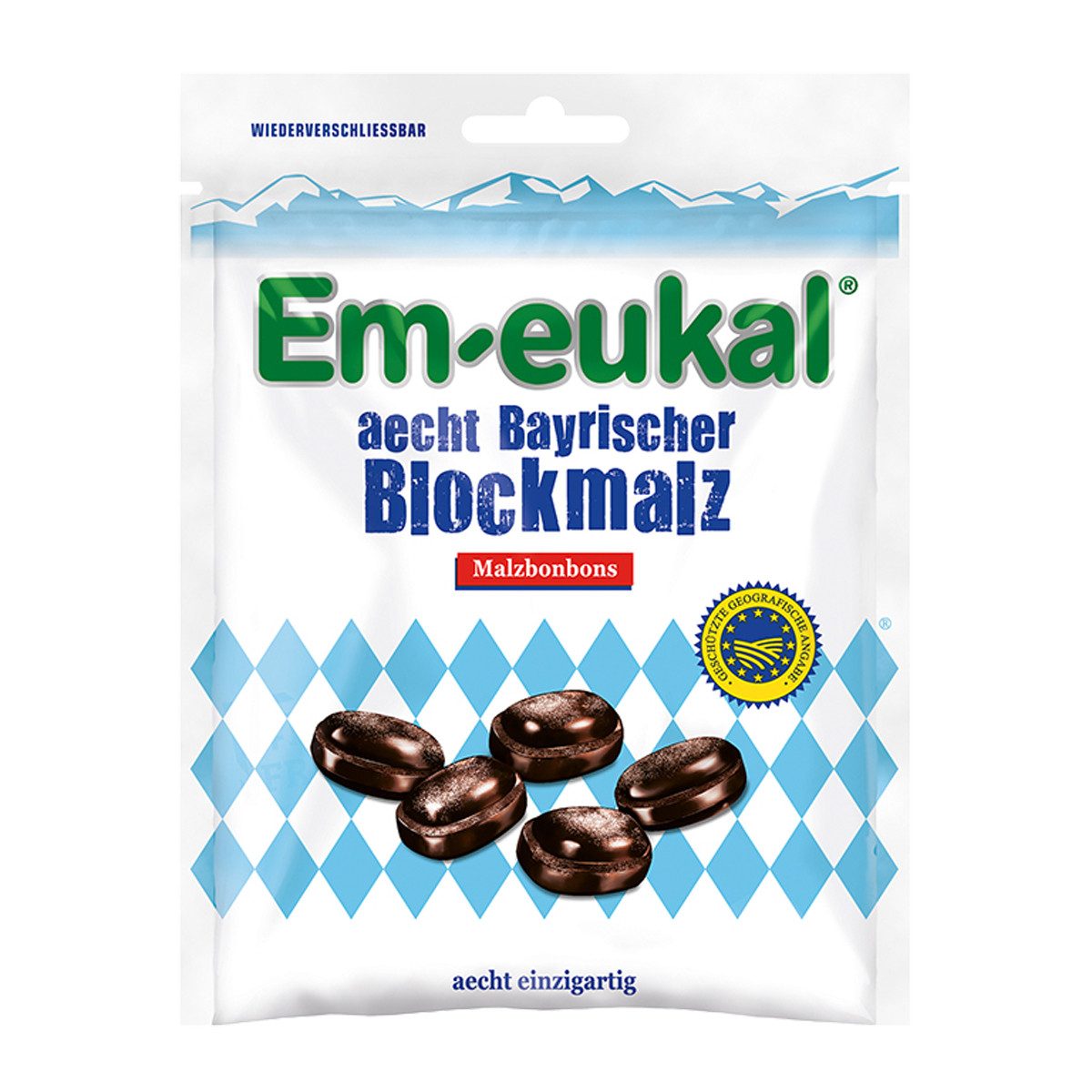 Em-eukal Süßigkeit, Em Eukal aecht Bayrischer Blockmalz Malzbonbons malzig süß 100g