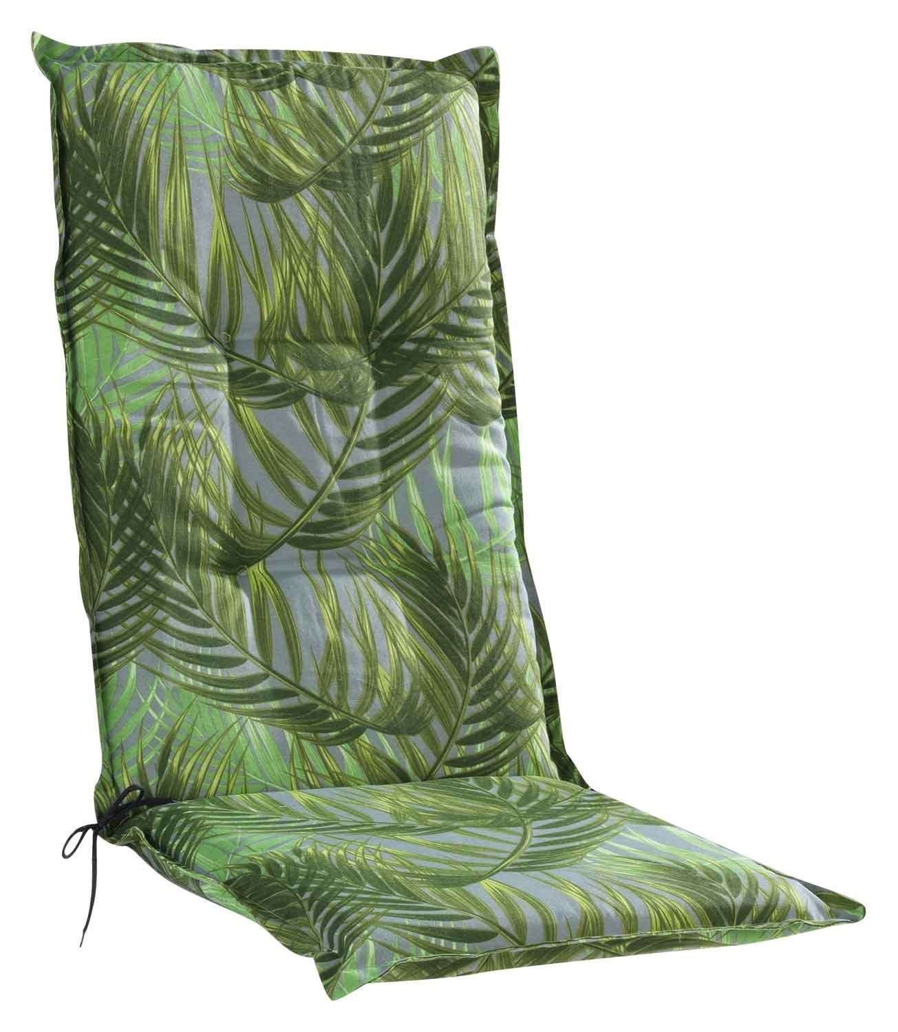 Polyester, 120 cm, 50 Hochlehner Gartenstuhlauflage GO-DE Hochlehnerauflage Baumwolle, (1 Grün, x St), für LAKEVIEW,