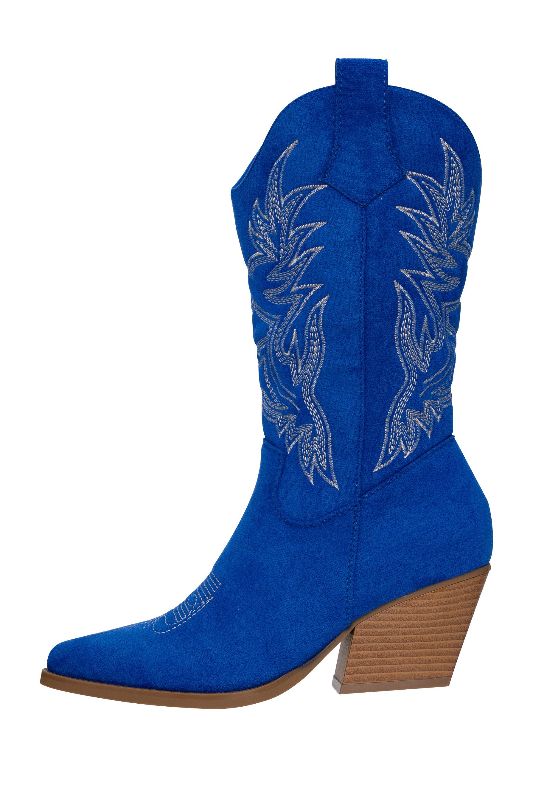 Salinyang Damen Westernstiefel mit Stickereien und Blockabsatz Cowboy Stiefel