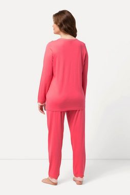 Ulla Popken Pyjama Pyjama Spitze Rundhals Langarm