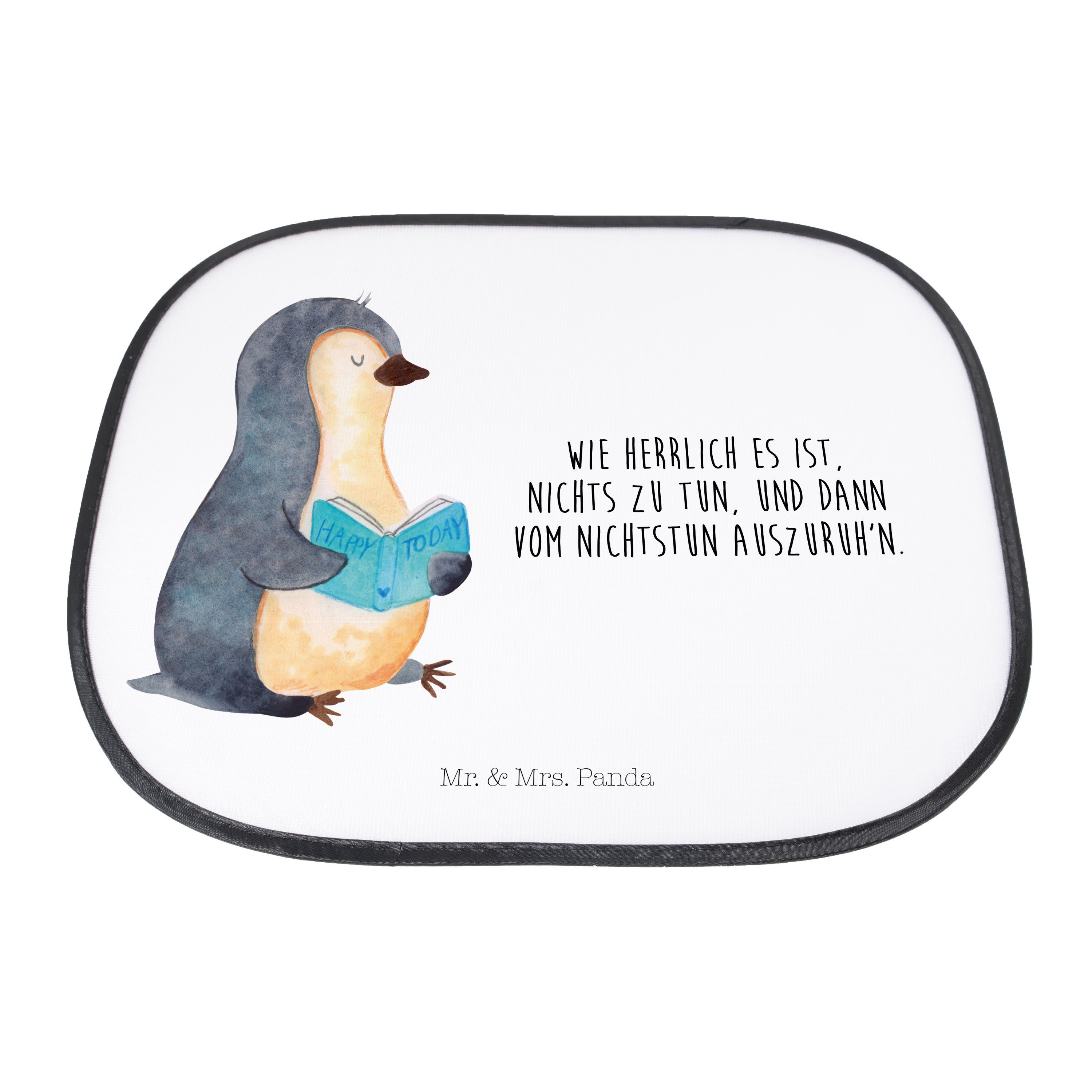 Sonnenschutz Pinguin Buch - Weiß - Geschenk, Nichtstun, Sonne, Sonnenschutzfolie, Mr. & Mrs. Panda, Seidenmatt