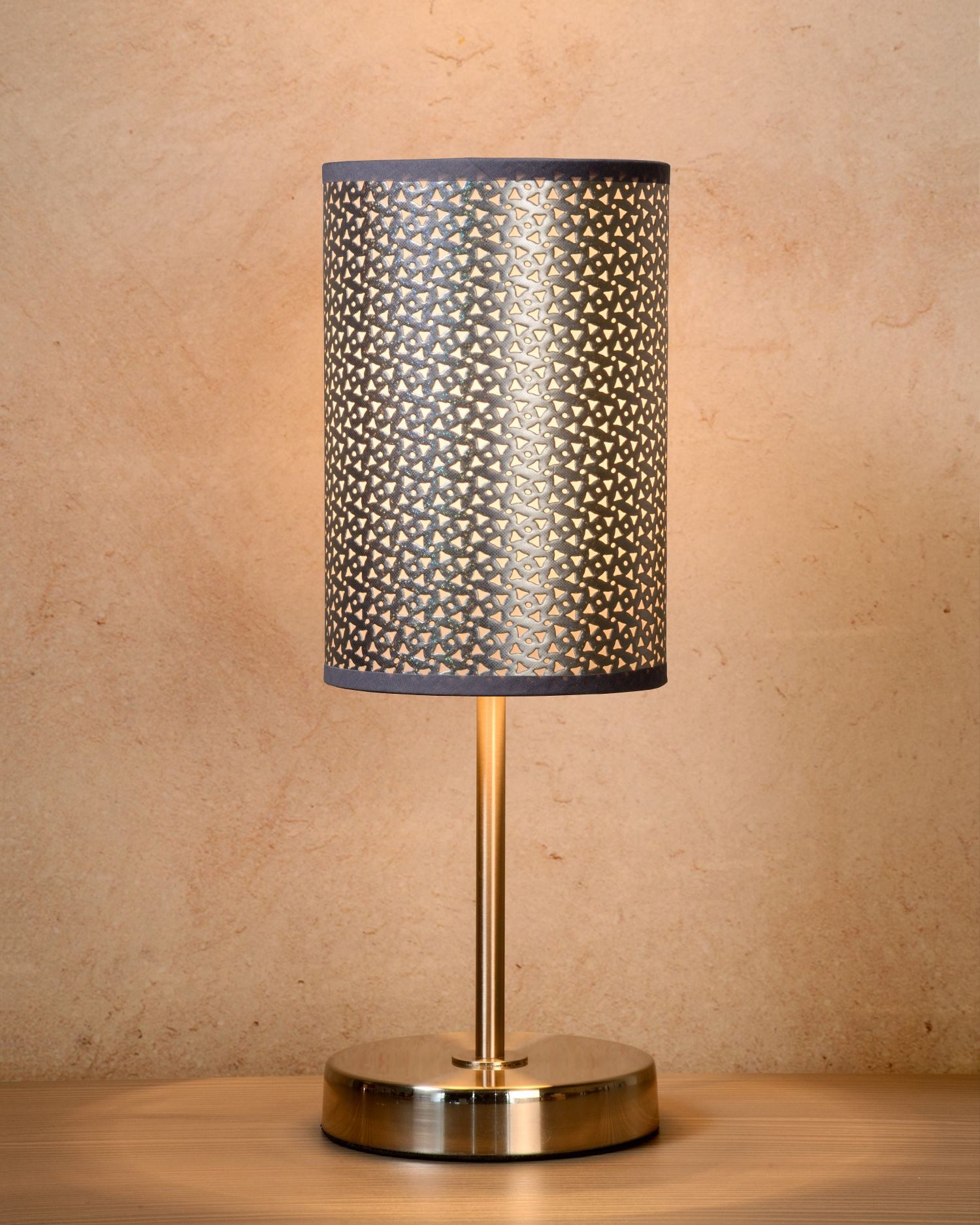 Licht-Erlebnisse Nachttischlampe SADOR, ohne Leuchtmittel, Metall rund D: 13 cm 38 cm Chrom E27 Vintage