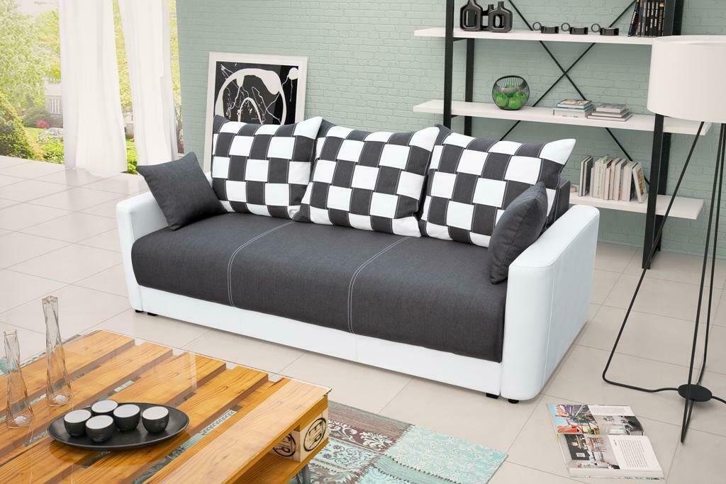 JVmoebel Sofa, Mit Bettfunktion Grau/Weiß | Alle Sofas