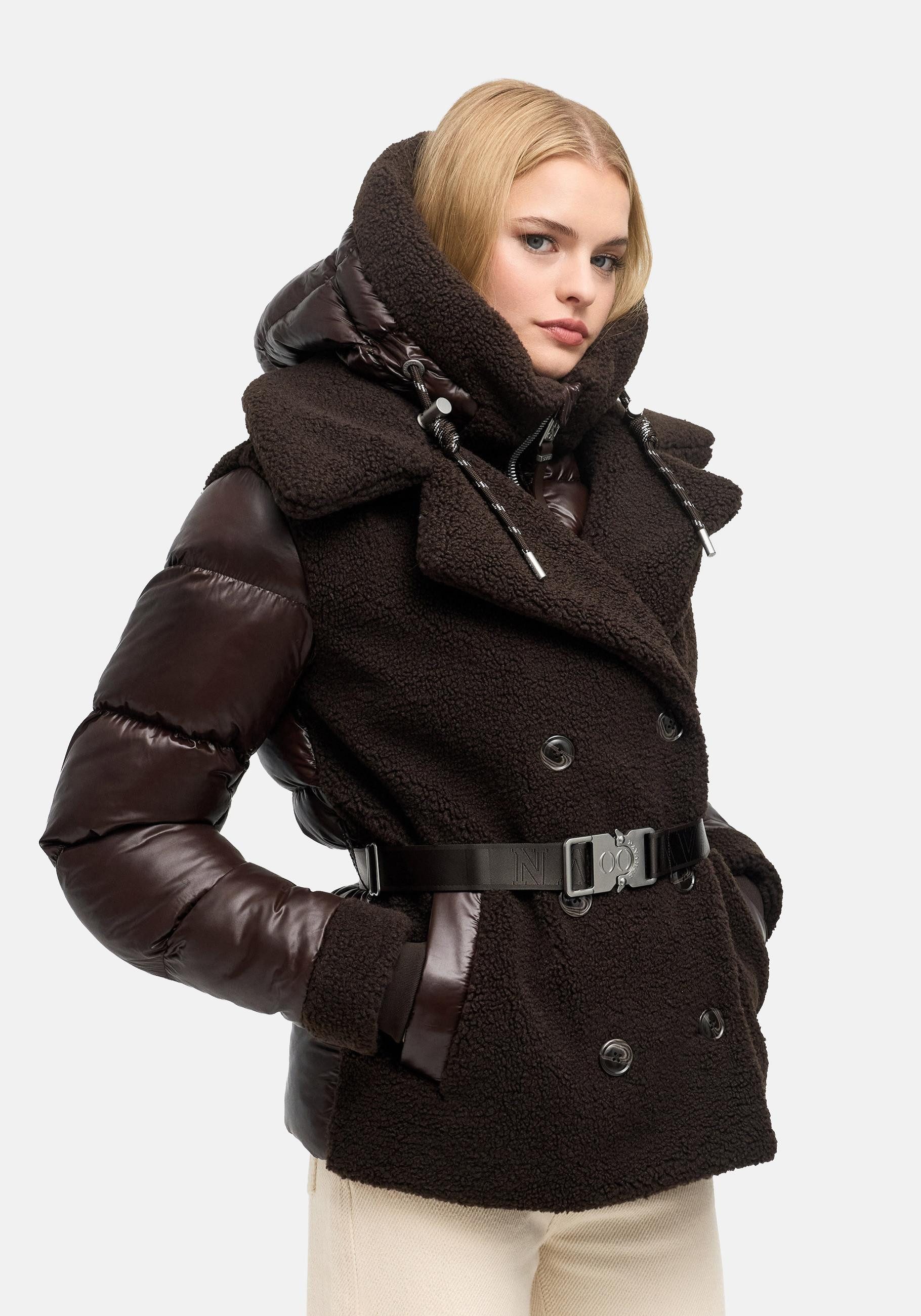 Navahoo Plüschjacke Kuschelhäschen 14 Winterjacke im Teddy-Stepp-Materialmix mit Kapuze, winddicht