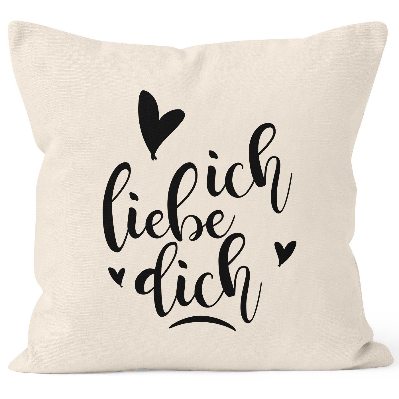 MoonWorks Dekokissen Kissenbezug Ich liebe Dich I love You Liebe Love Geschenk Frau Freundin Mann Freund Zuneigung Kissen-Hülle Deko-Kissen Baumwolle MoonWorks® natur