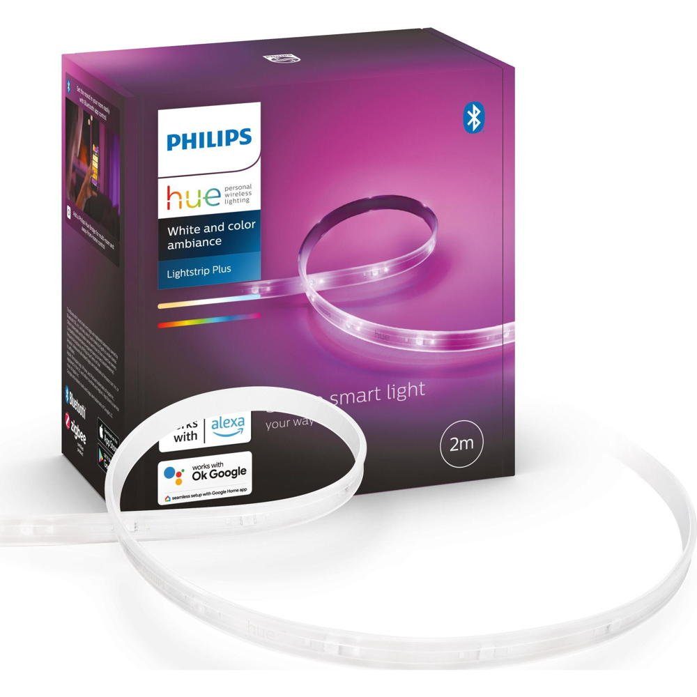 Streifen Philips Ambiance, Lightstrip Hue Plus LED White & Basis 2m Bluetooth LED Color 1-flammig, Stripe