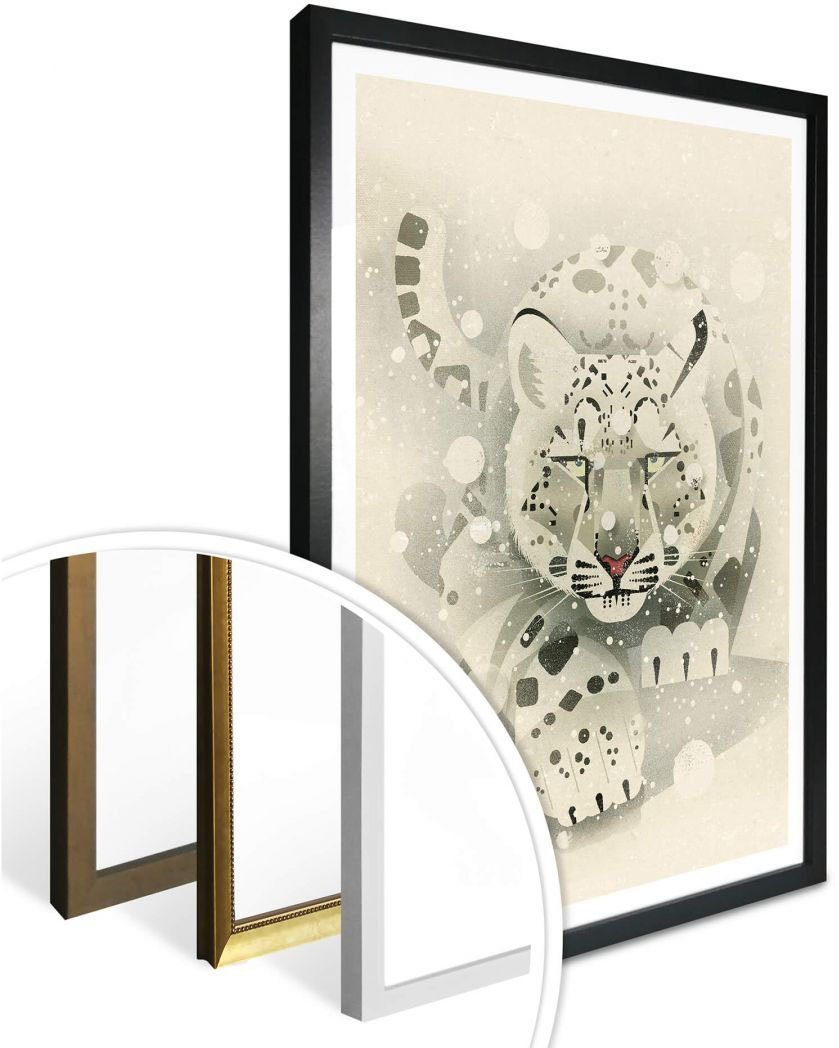 St), Tiere (1 Poster, Poster Bild, Wandposter Wandbild, Schneeleopard, Wall-Art