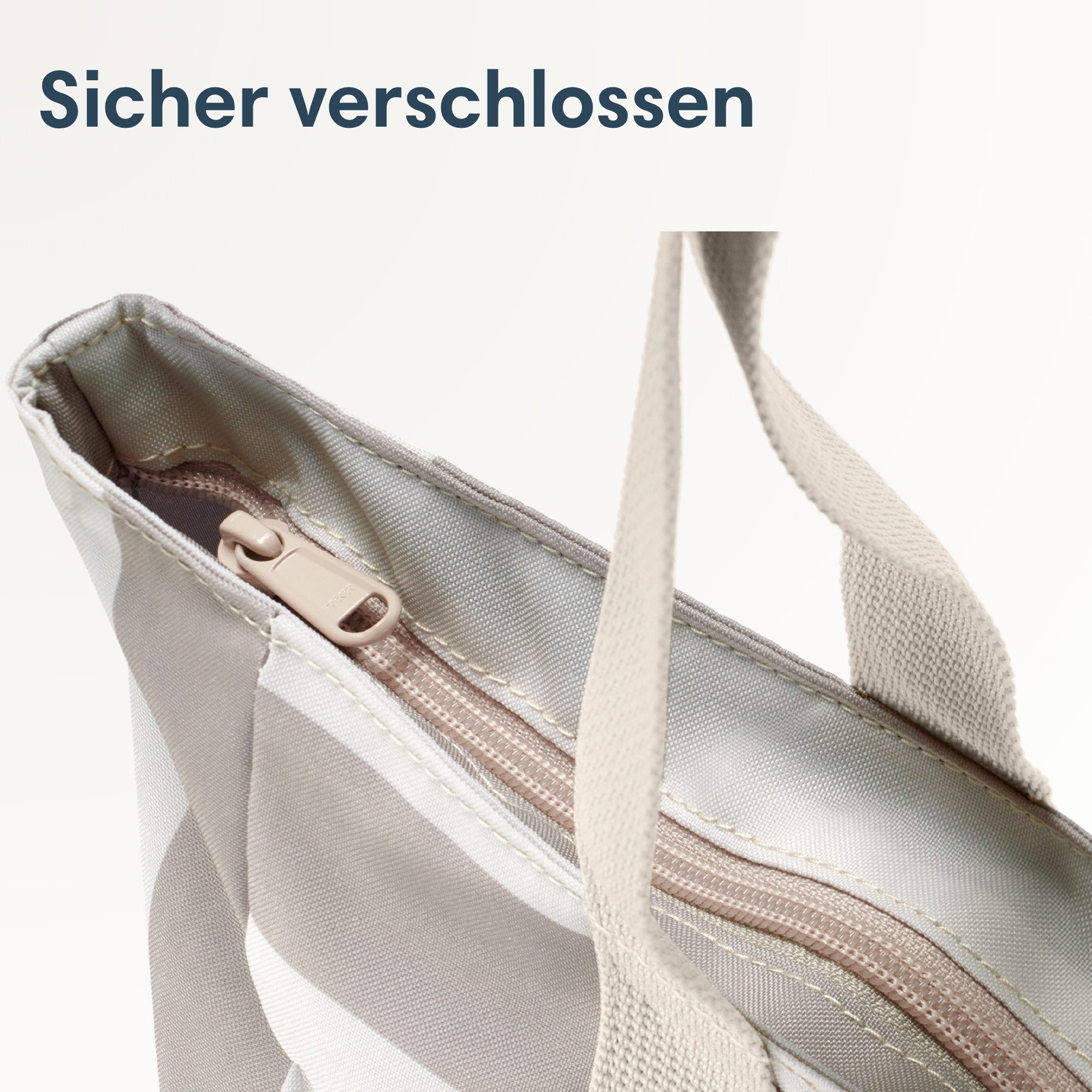 LARKSON Strandtasche Linn Strandtasche mit Reißverschluss (1-tlg), Große Beach Bag für Strand und Urlaub, Wasserabweisend