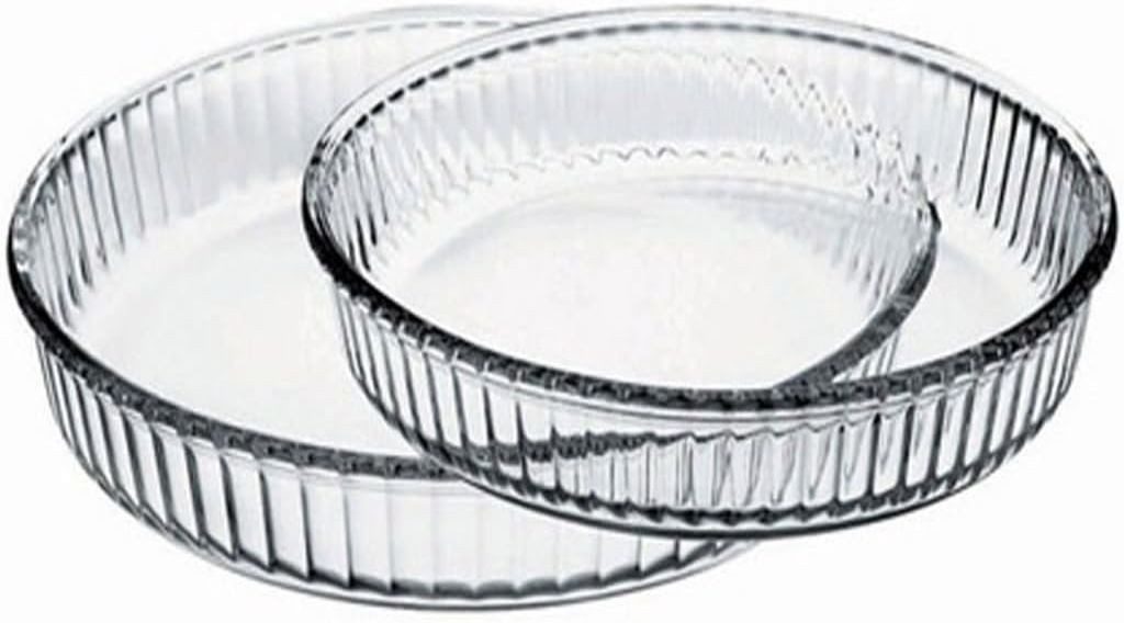 ANILAR Auflaufform 2 tlg. Glas Auflaufform Backform Servierform Glasform Schüssel Rund NE, (2-St)