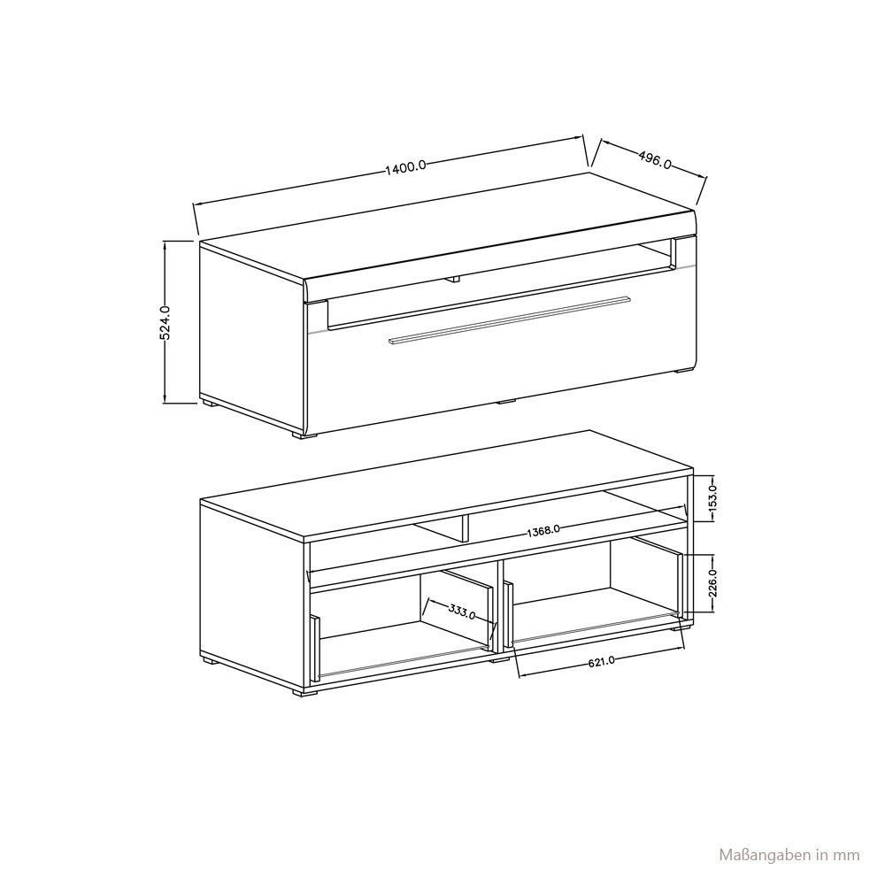Lomadox Wohnwand TURDA-83, (5-St), braun, Grandson Eiche Nb., Beleuchtung, Glas Einsätze, Metallgriffe