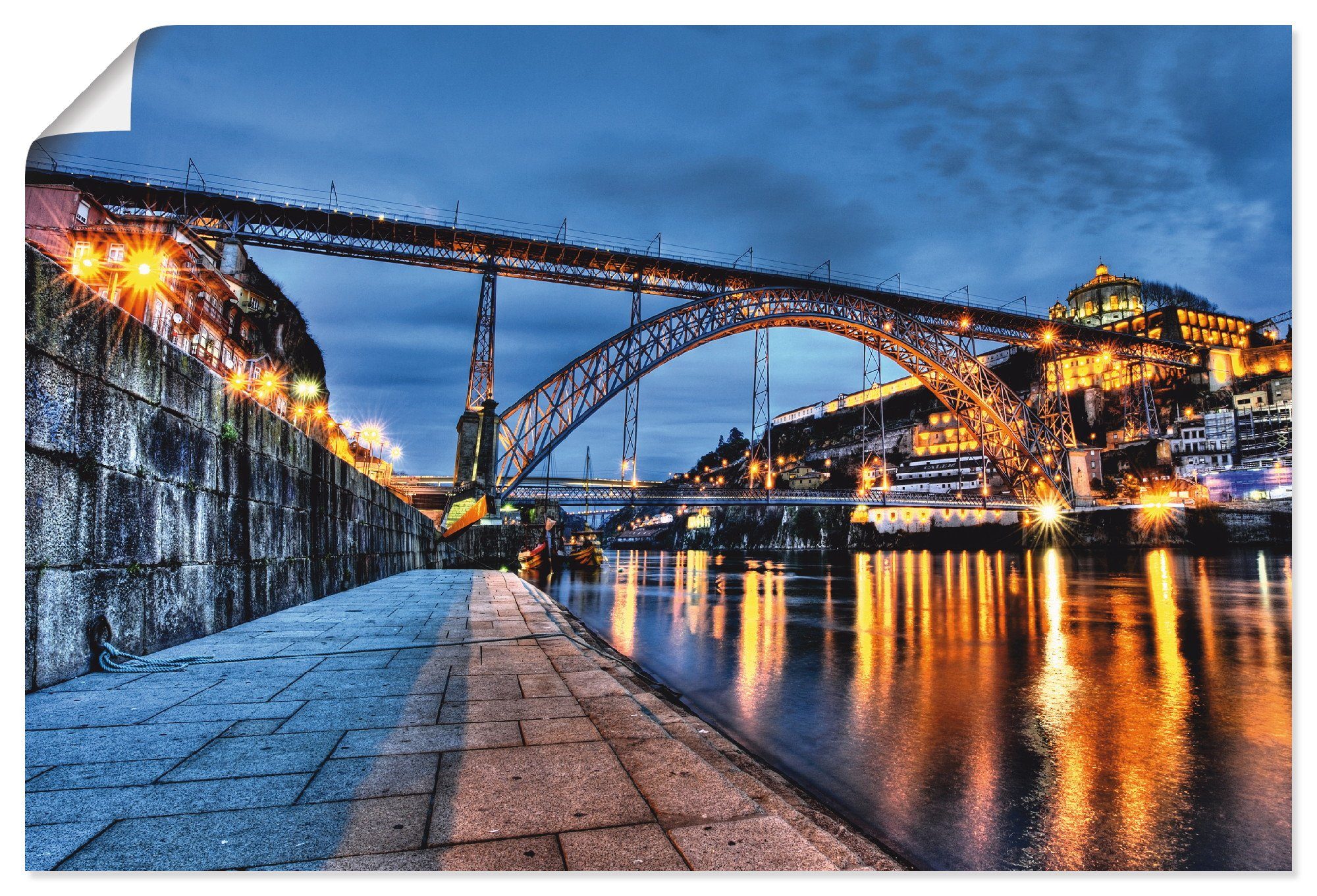 Artland Wandbild Douro und Eiffelbruecke am Abend, Brücken (1 St), als  Alubild, Leinwandbild, Wandaufkleber oder Poster in versch. Größen