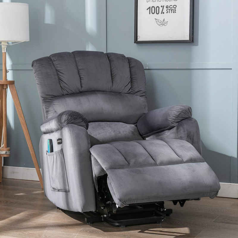 Ulife TV-Sessel Massagesessel Relaxsessel Relaxliege mit Vibration, Aufstehhilfe, USB-Verstellung und Wärmefunktion