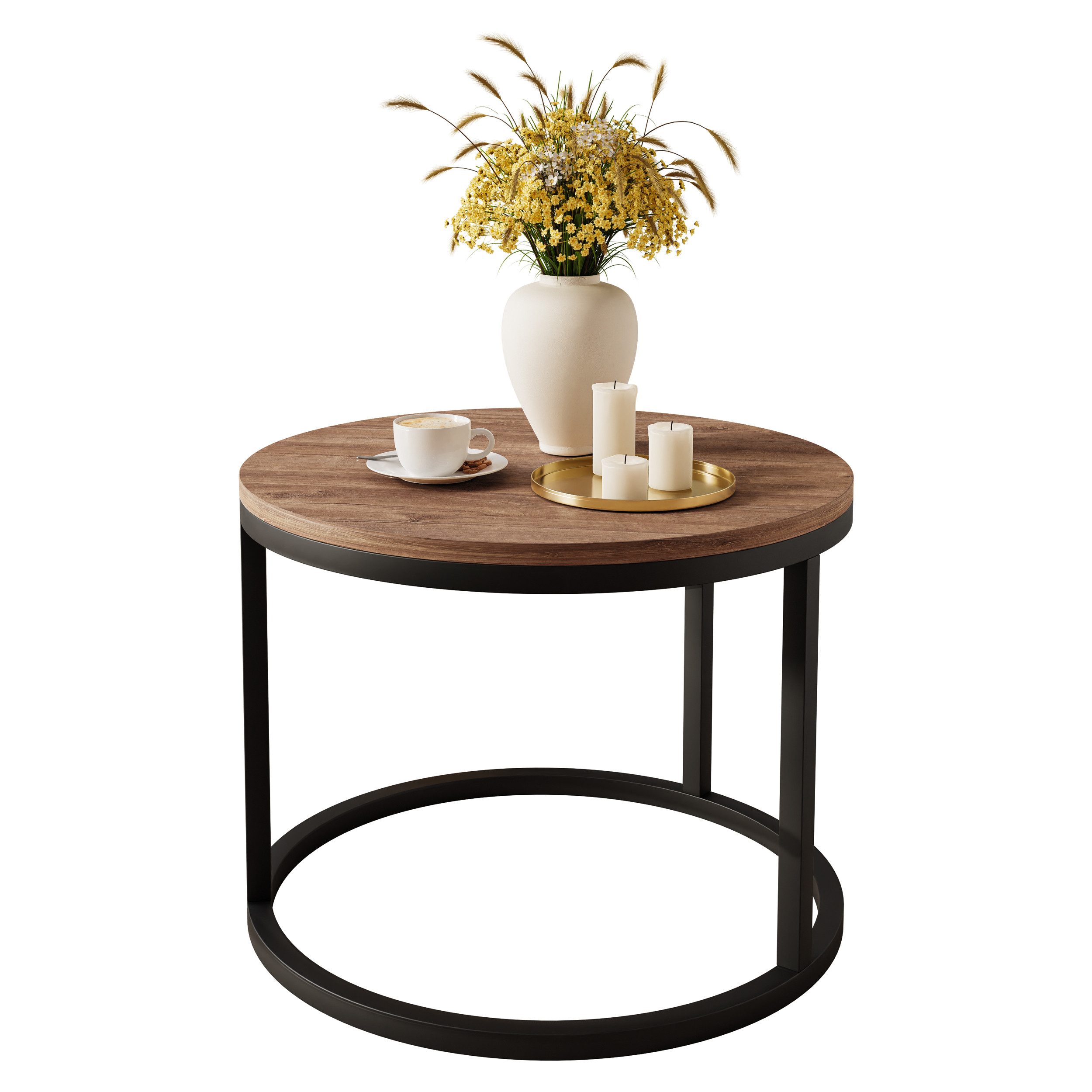 Lookway Couchtisch CIRI mit einer Platte in Holzdekor (1x Couchtisch), Durchmesser: ⌀60 cm, Höhe: 42 cm