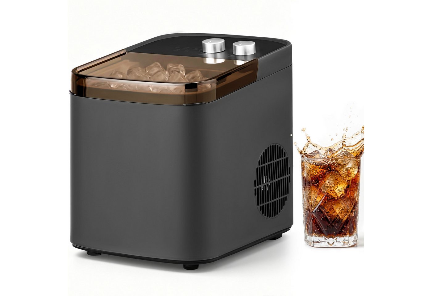 LALAHO Eiswürfelmaschine Eiswürfelbereiter für Zuhause, Tagesleistung 12 kg, 1,2L Wassertank, automatische Reinigungsfunktion, Drehknopfsteuerung