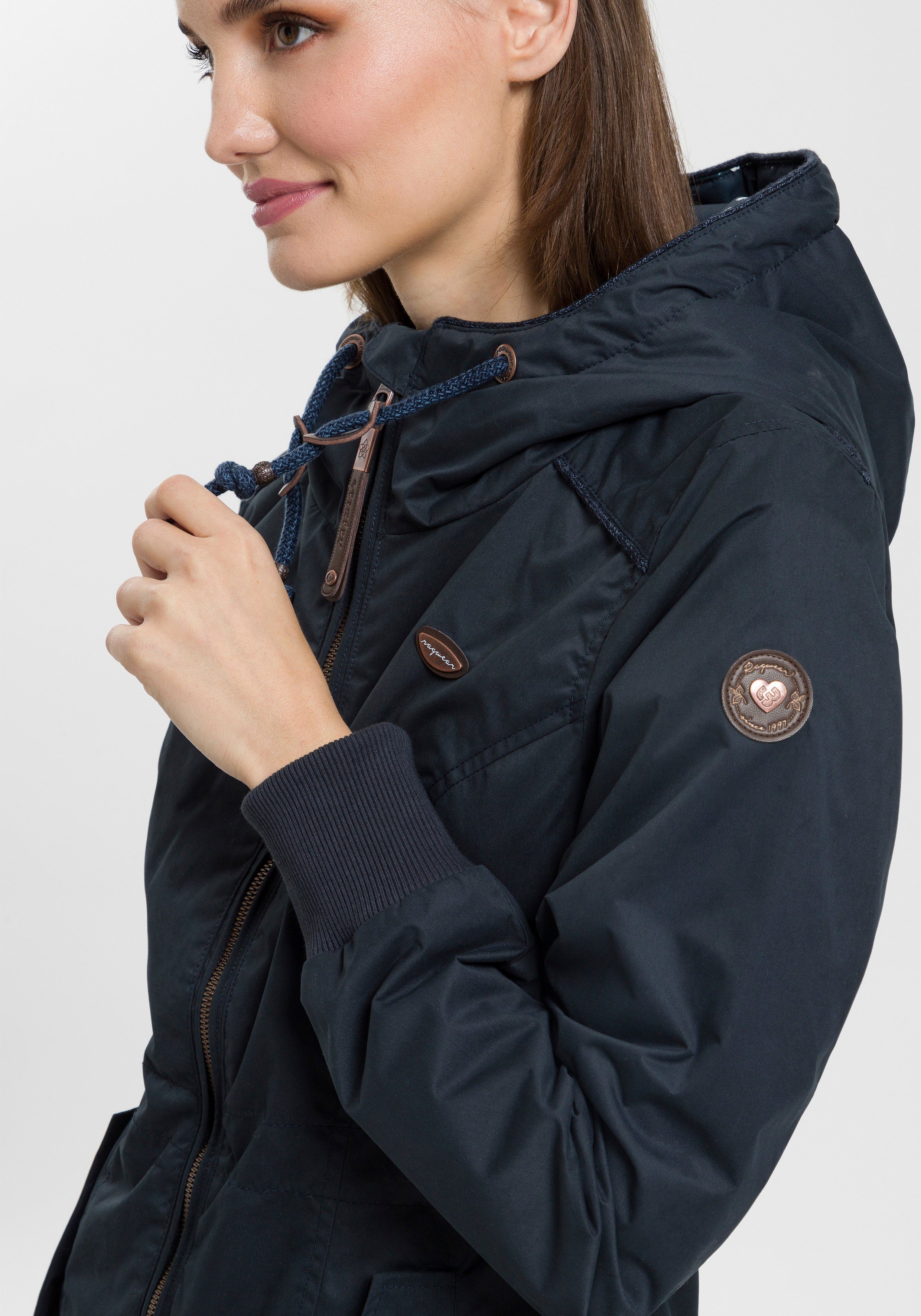 Urban UNI Outdoorjacke 2054 Streetwear- UNI Ragwear NAVY mit PRINT DANKA FLOWER Übergangs-Style Kapuze