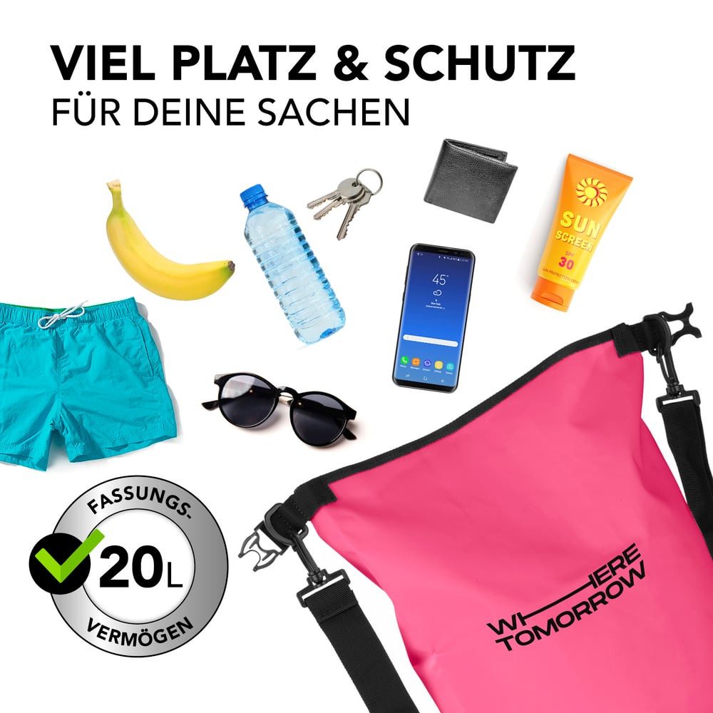 #DoYourSports Aufbewahrungstasche Dry Bag 20L, Outdoor Tasche Camping Angeln wasserdicht Handy sicher aufbewahren – Bild 5 von 5