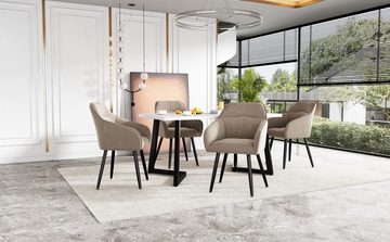 WISHDOR Essgruppe Moderner Küchentisch Set, (5-tlg., Esstisch mit 4 Stühlen), mit Schwarz Tischbeine