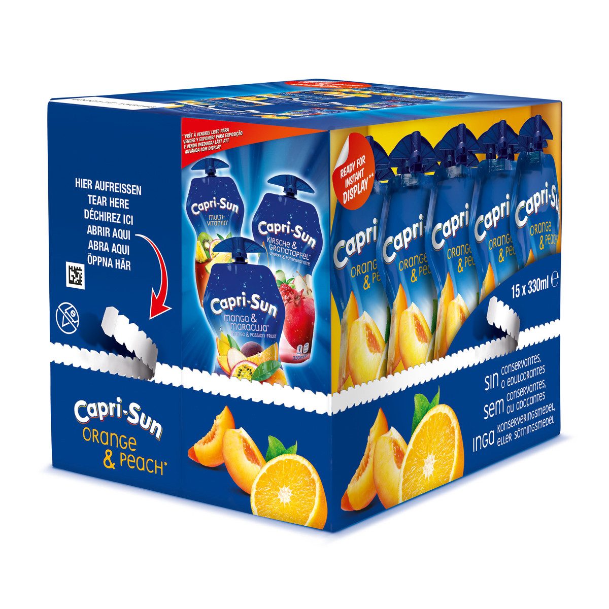 CAPRI-SUN Softgetränk, Capri Sun Orange und Peach Erfrischungsgetränk 330ml 15er Pack