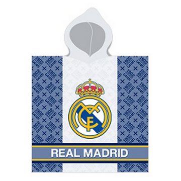 BERONAGE Kapuzenhandtuch Real Madrid Kinder Kapuzen Fußball Bade-Poncho 60x120 cm, 100% Baumwolle, Frottee in Velours-Qualität