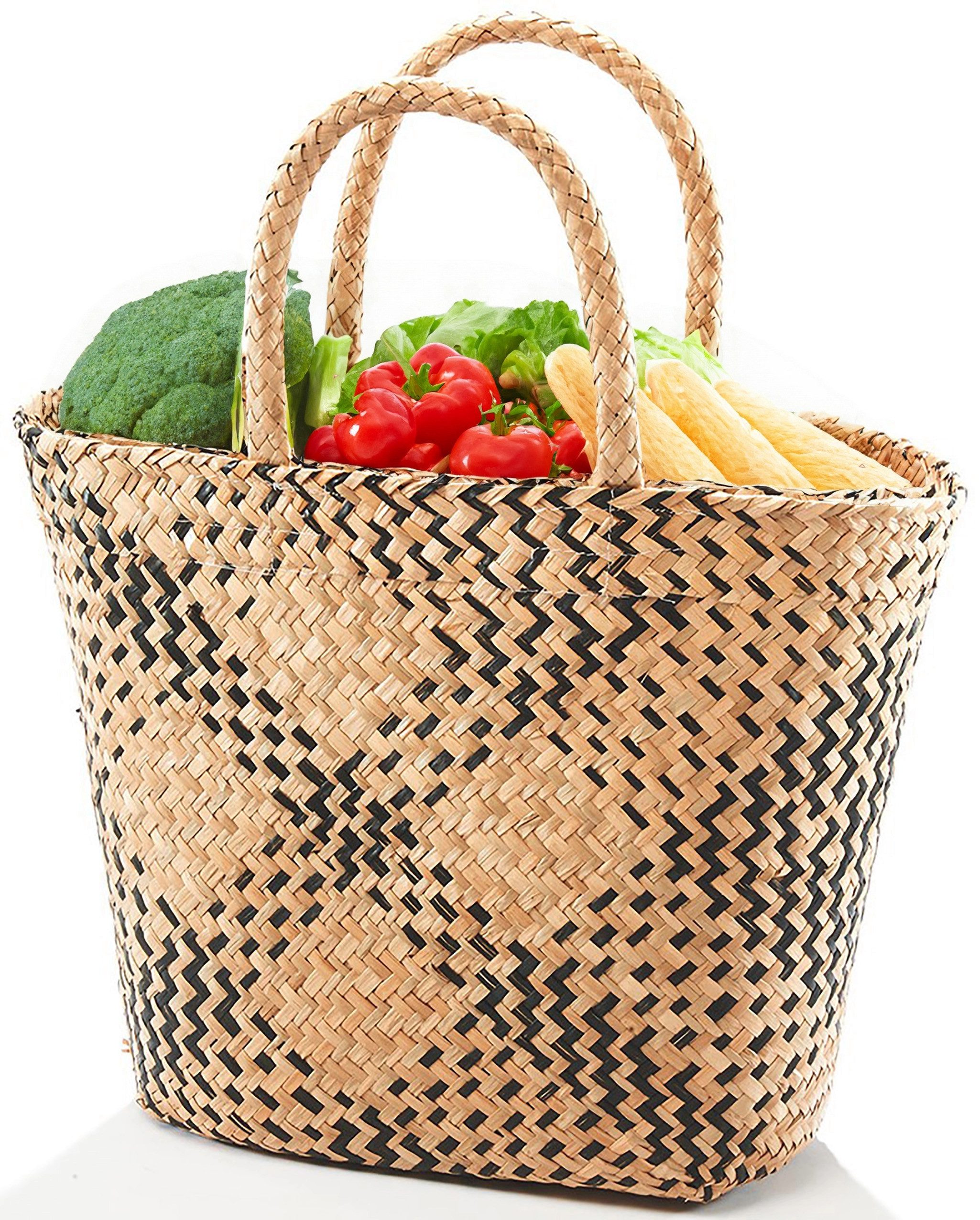 Kobolo Shopper Korbtasche Flechttasche aus Seegras mit Henkeln günstig online kaufen