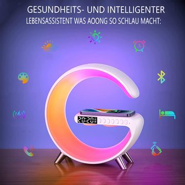 Bedee Mobiltelefon kabelloses Laden Lautsprecher Nachttischlampe Alarm Uhr Bluetooth-Speaker (Mit kabellosem Laden, Bluetooth-Lautsprecher AtmosphäRenlampe Wecker)