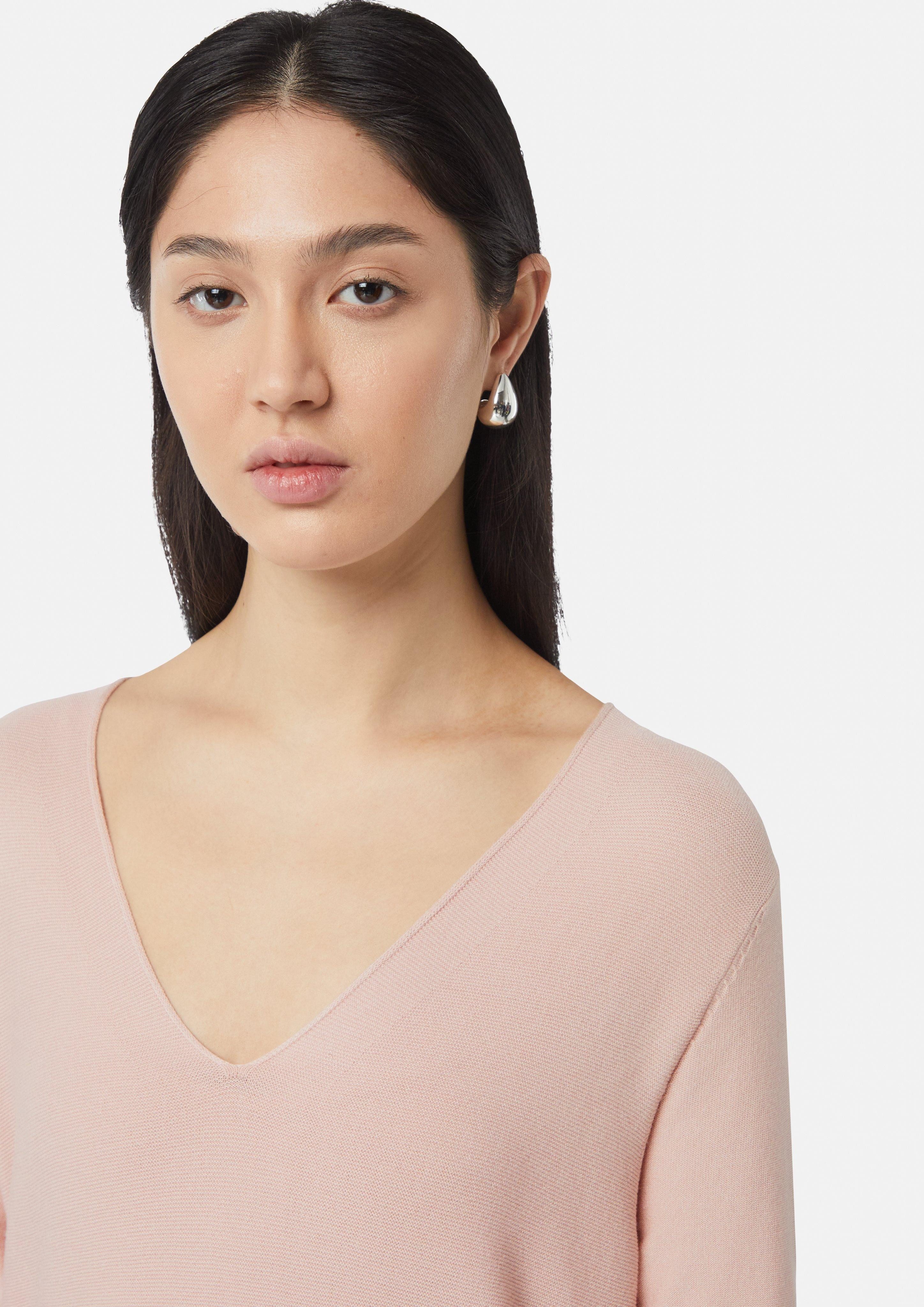 Comma Langarmshirt Langer Pullover aus Viskosemix günstig online kaufen