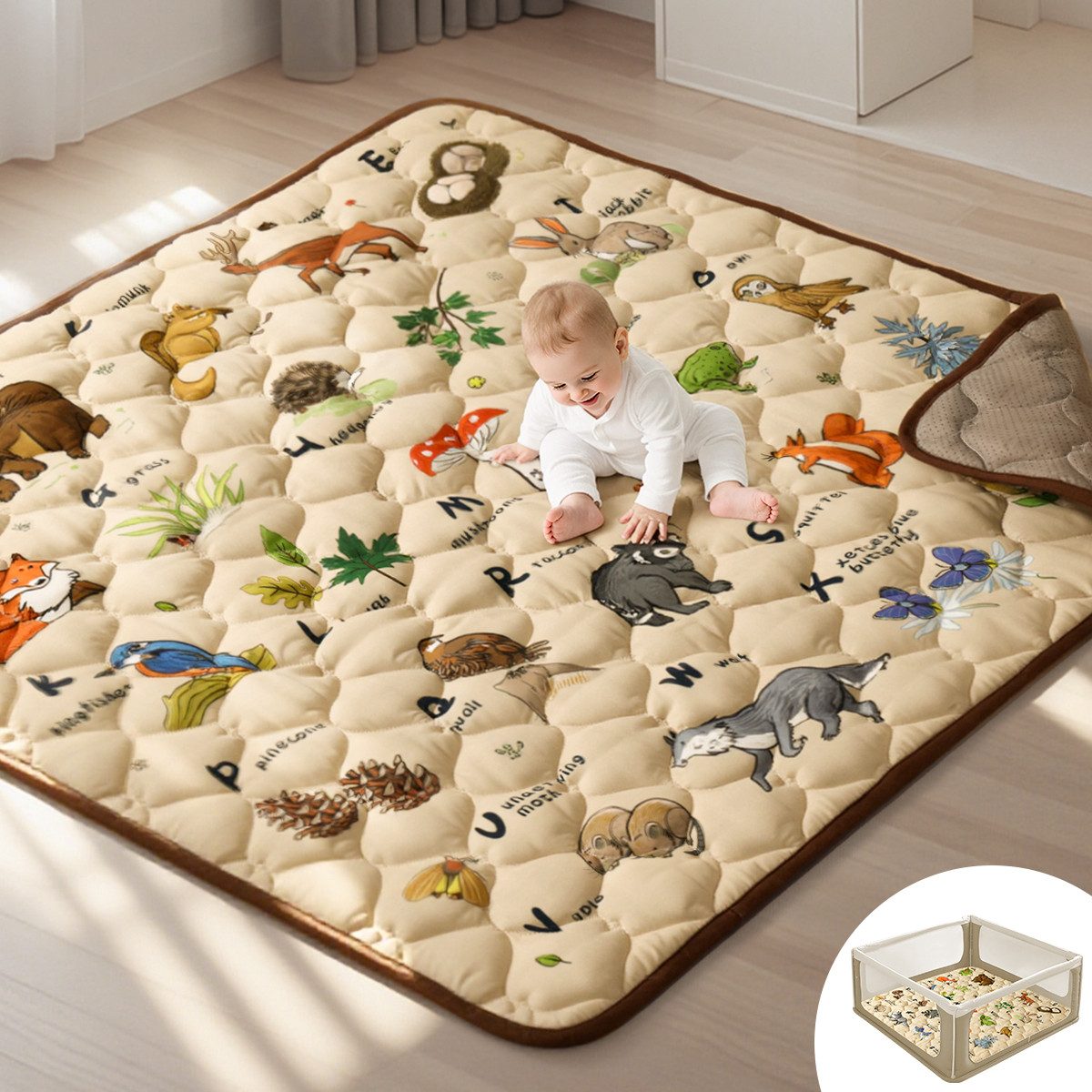 Comomy Spielmatte (125*125 cm, 1-St., Krabbelmatte Boden Spielunterlage Lau günstig online kaufen