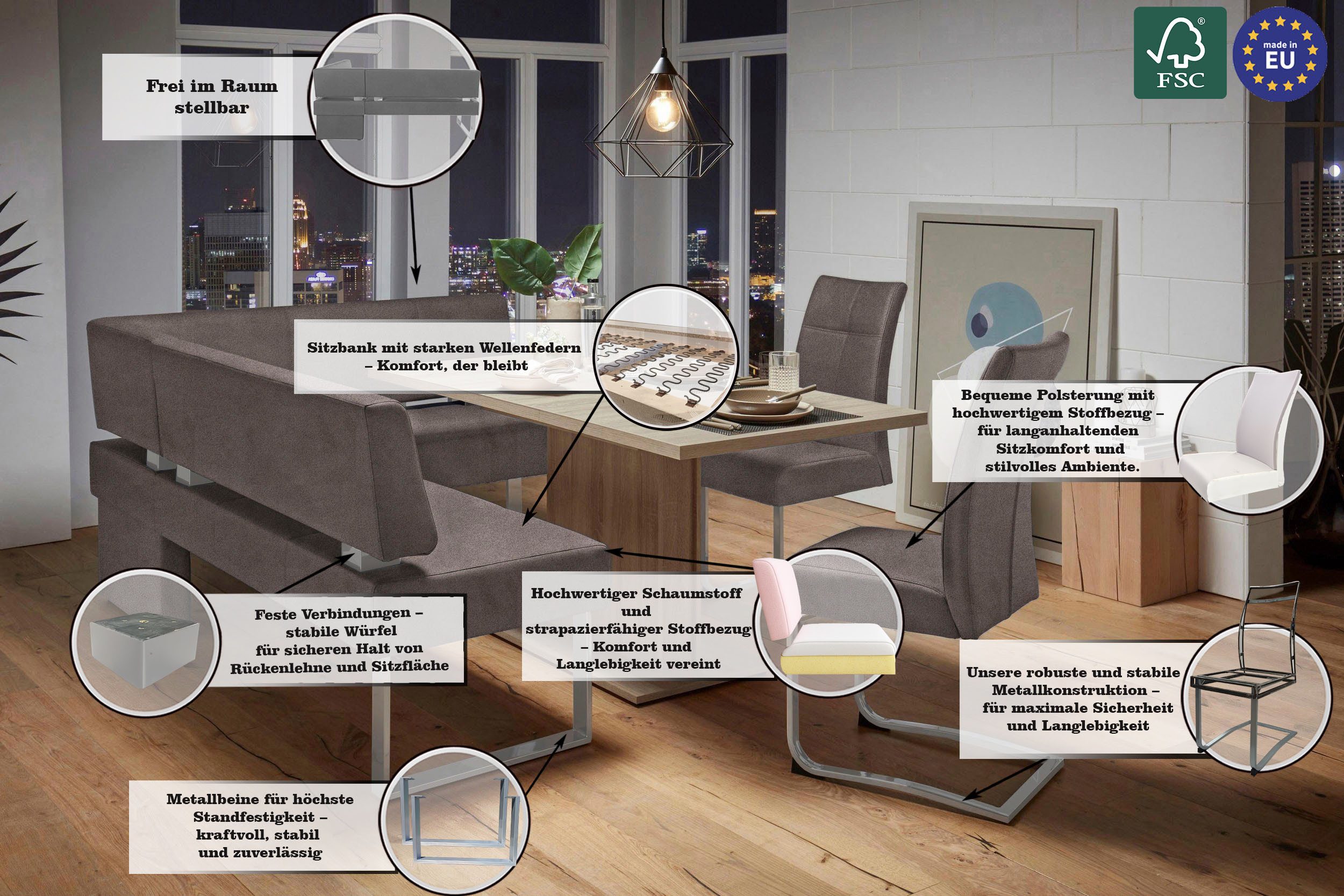 OTTO home Eckbank Rab, in 2 Breiten (180 oder 200 cm), Bezug in verschiedenen Qualitäten