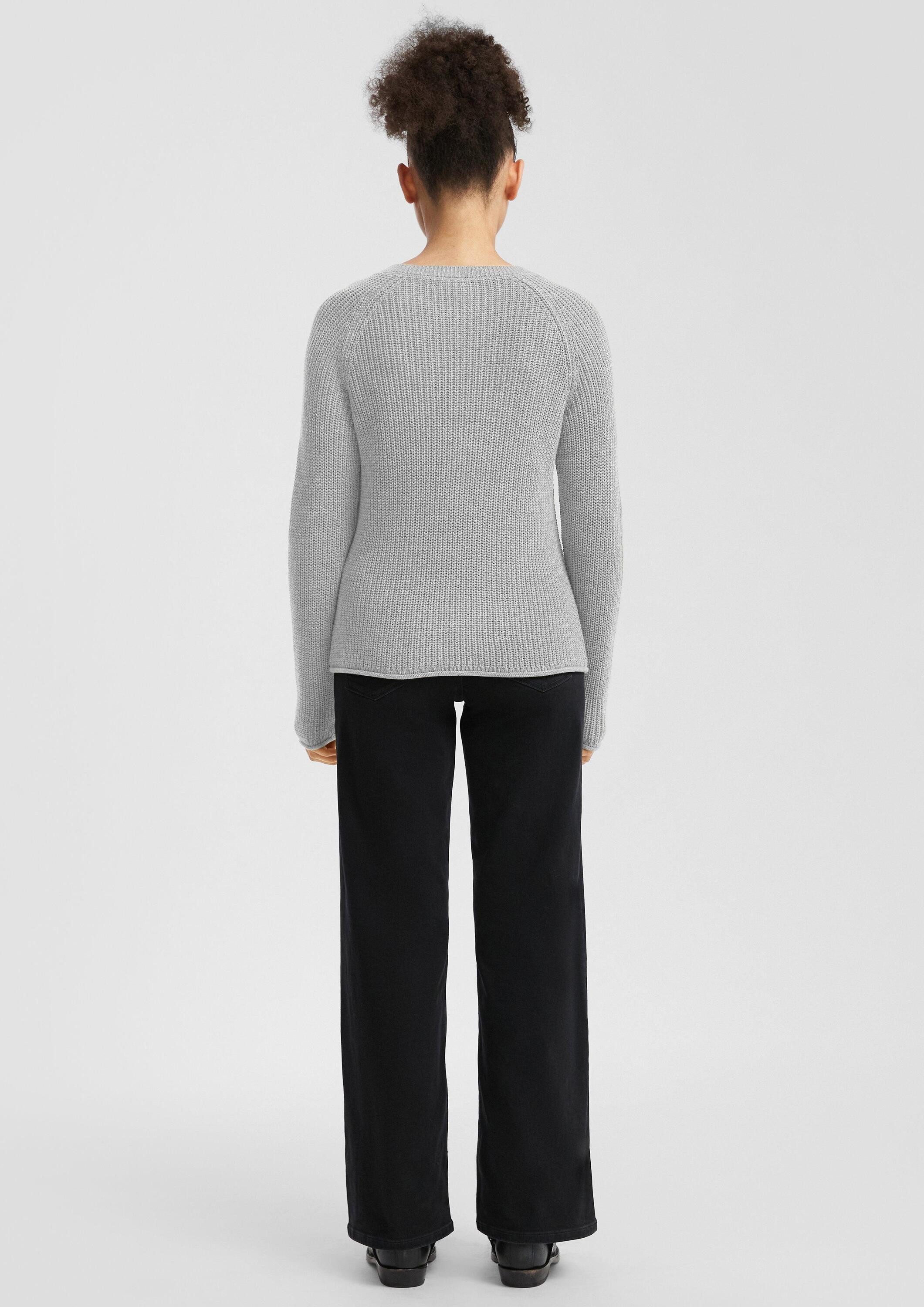 QS Longpullover Strickpullover Melierter Strickpullover mit Raglanärmeln